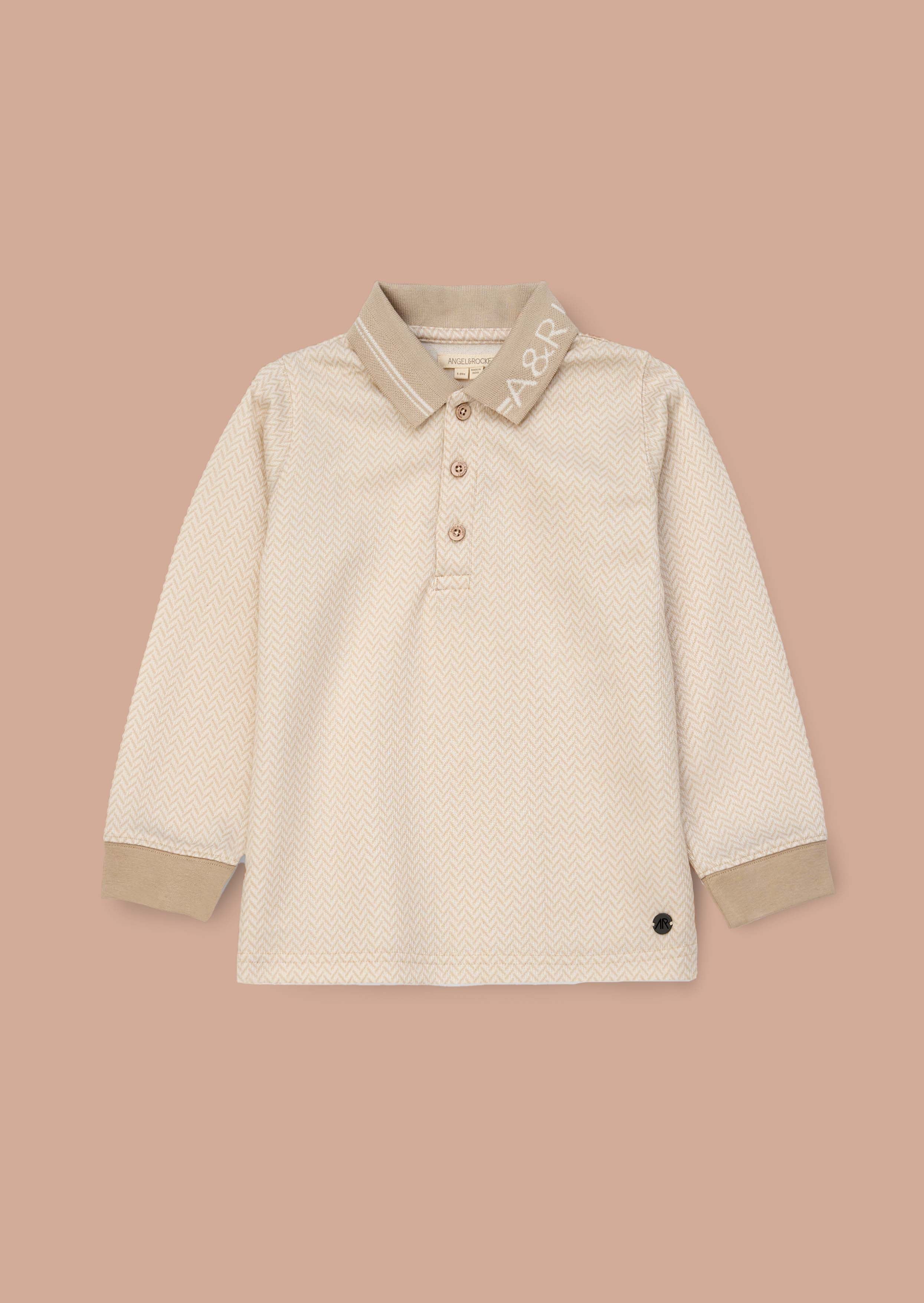 Cotton Boy Cream Smart Long Sleeve Polo