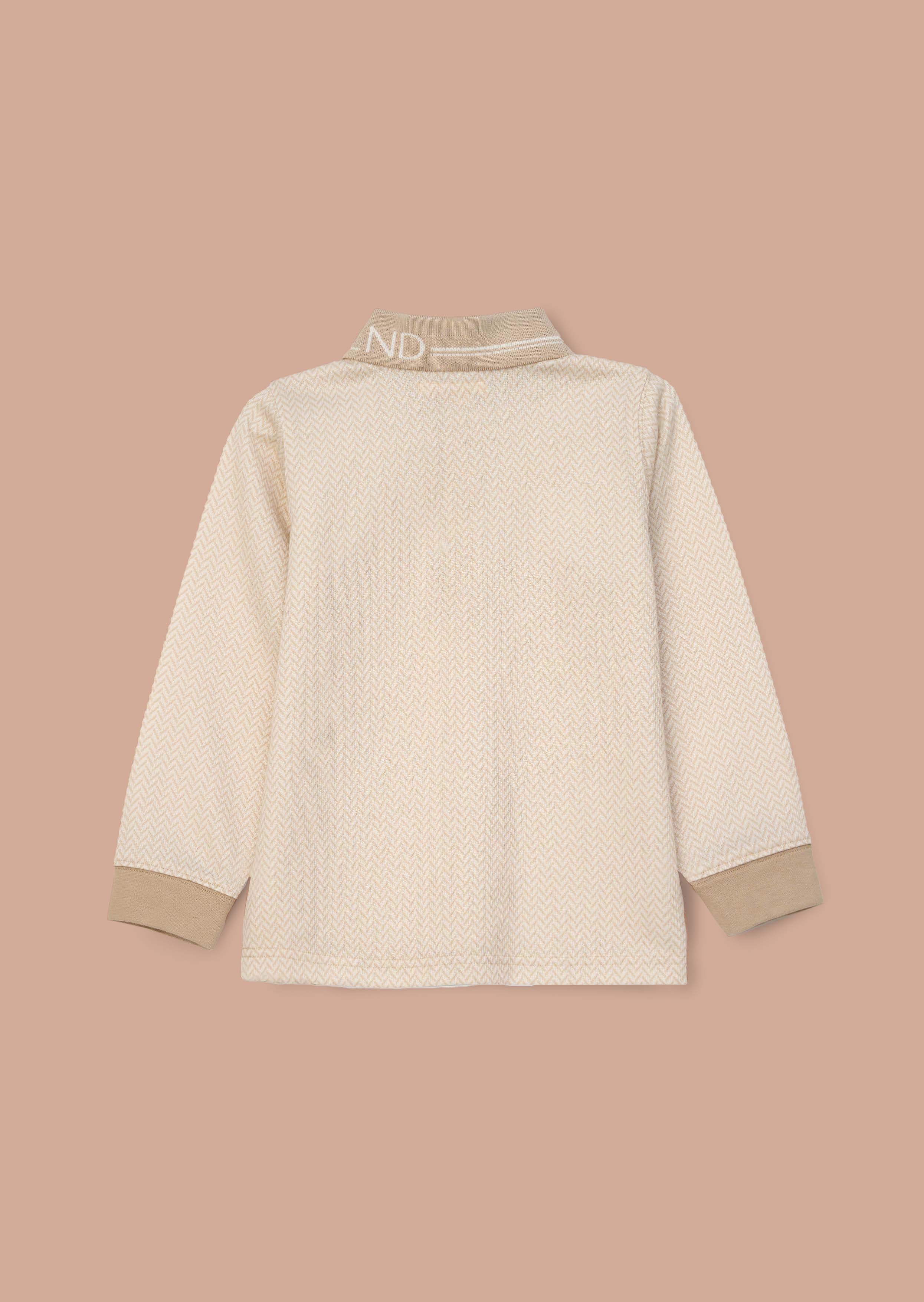 Solid Boy Cream Smart Long Sleeve Polo