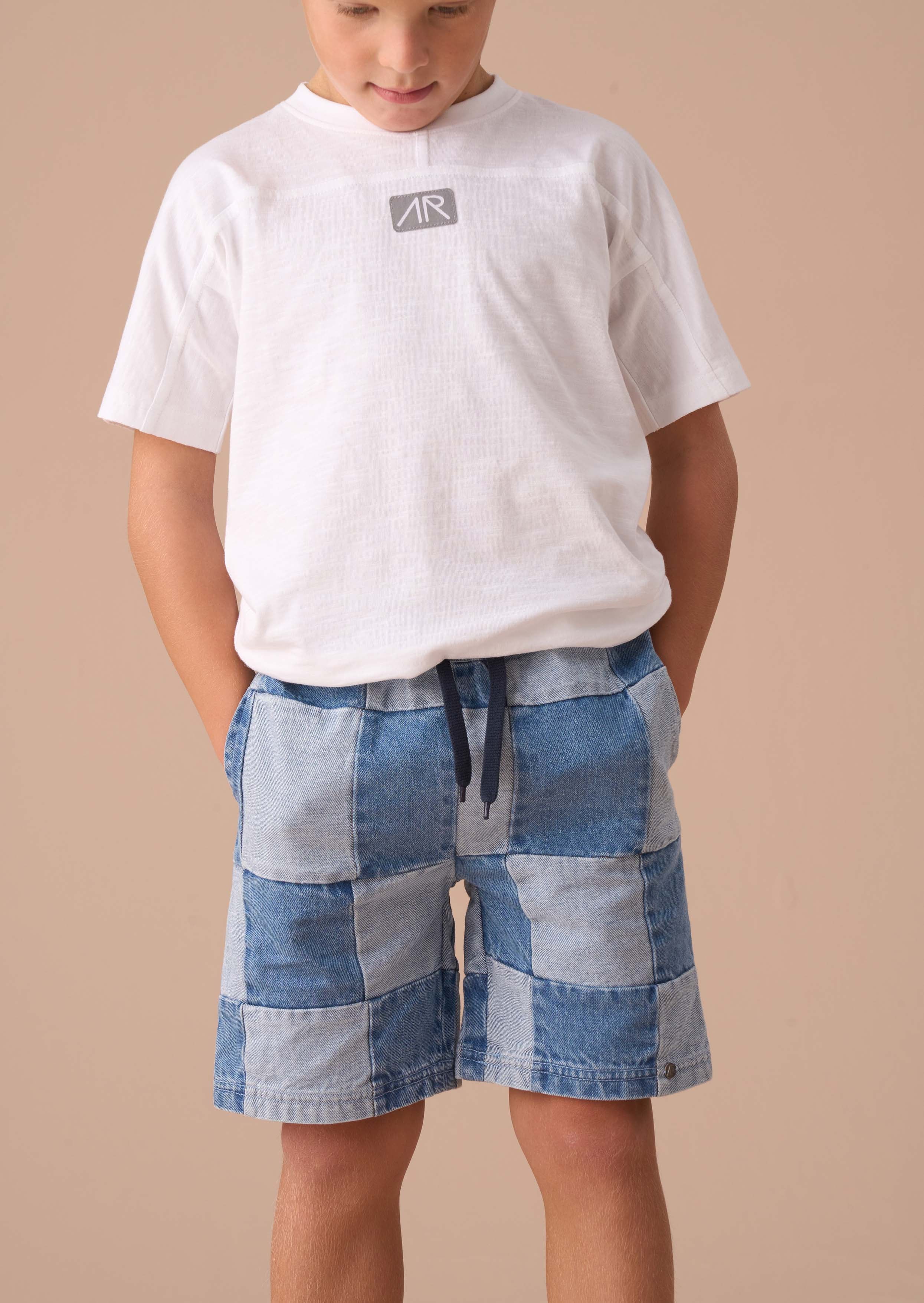 Neil Blue Patch Work Shorts