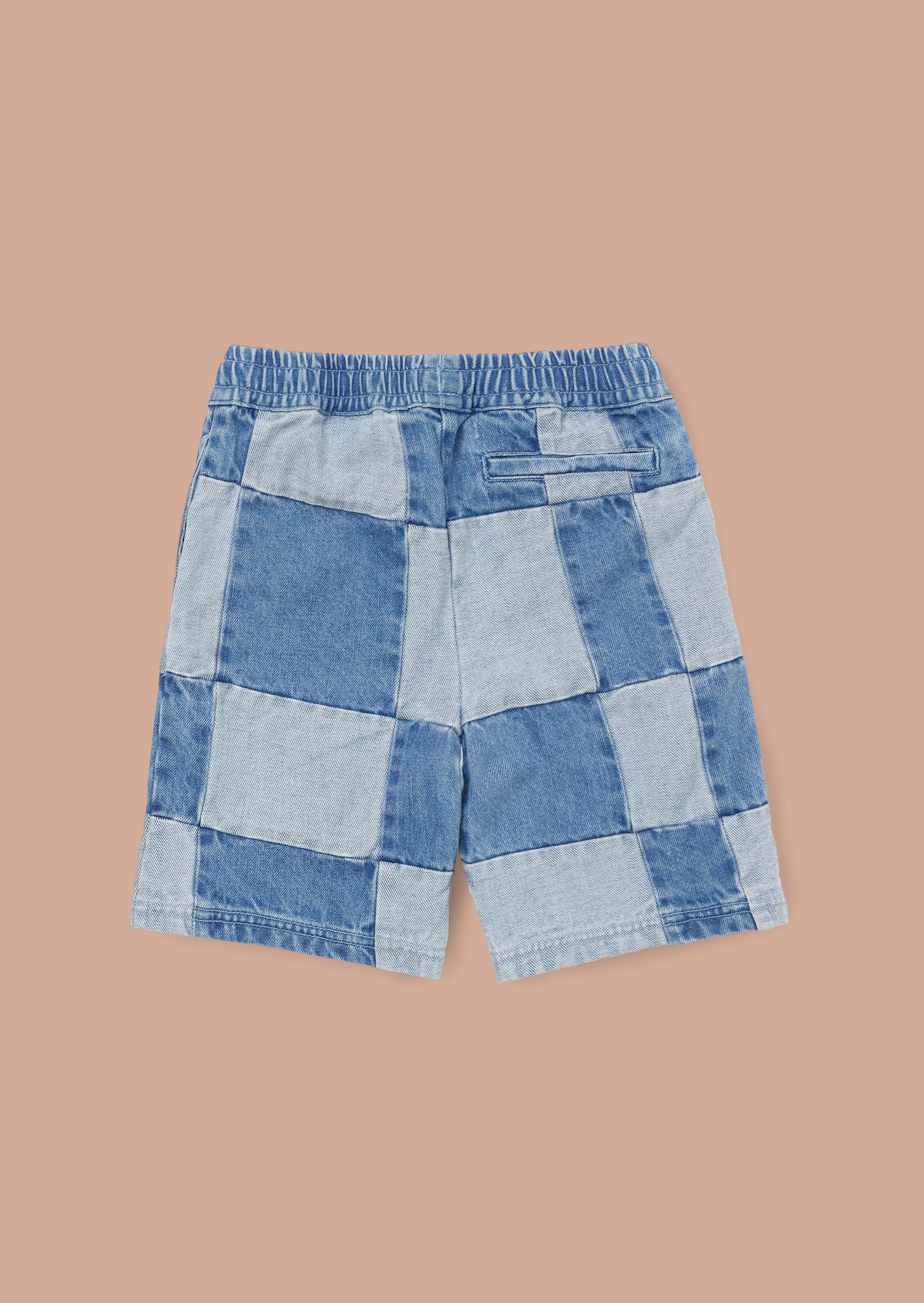 Neil Blue Patch Work Shorts