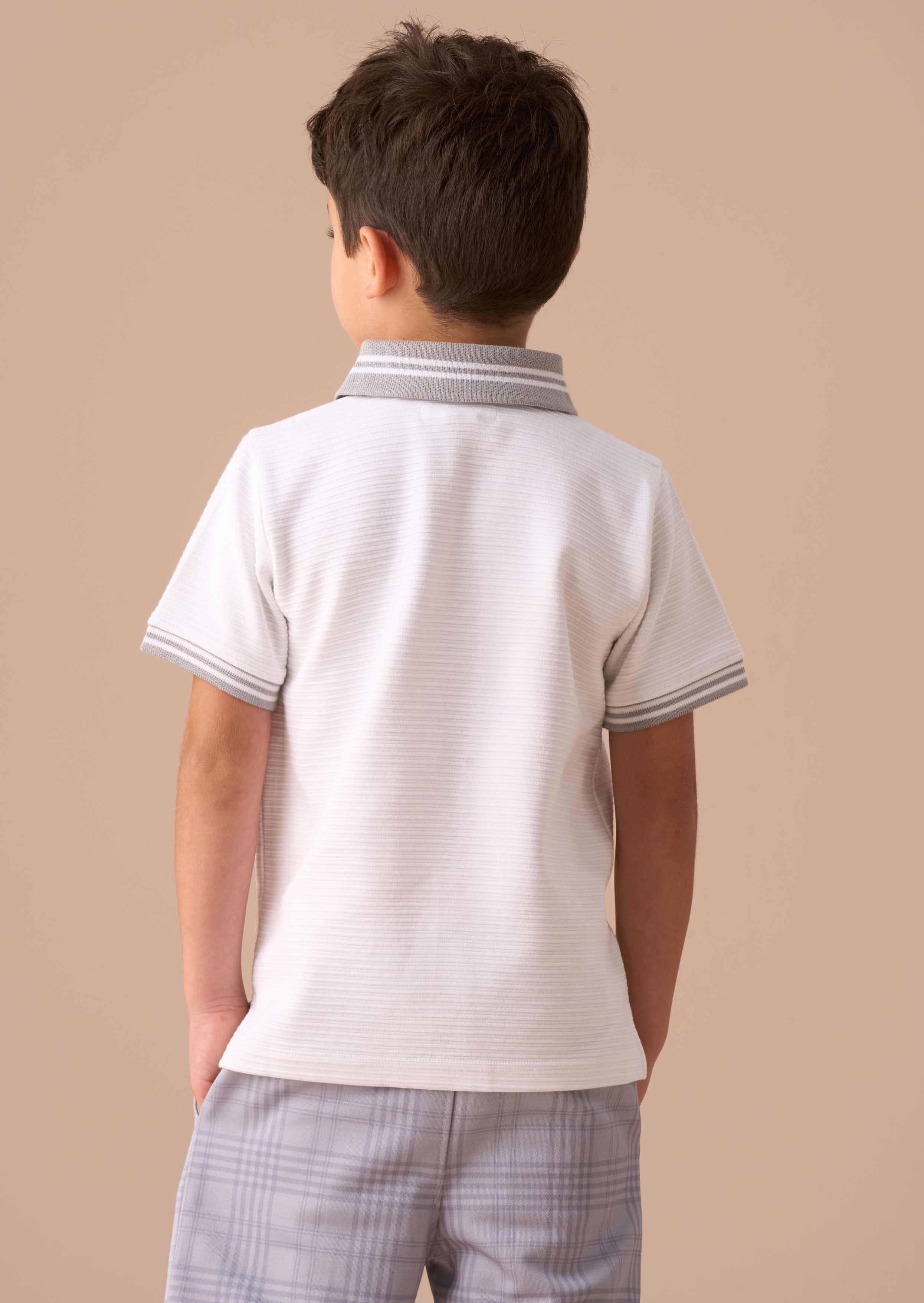 Online White Colour Block Polo