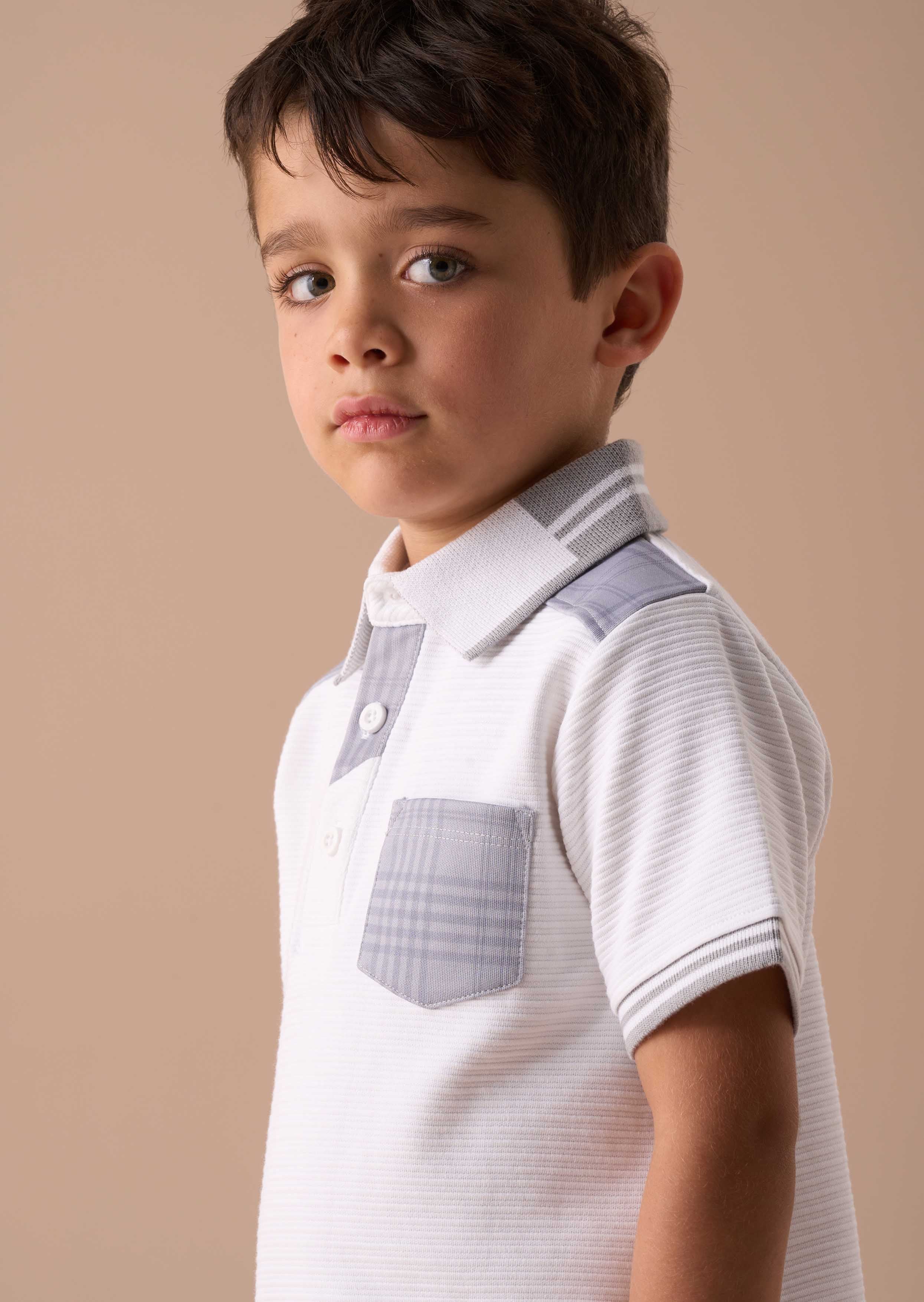 Cotton White Colour Block Polo