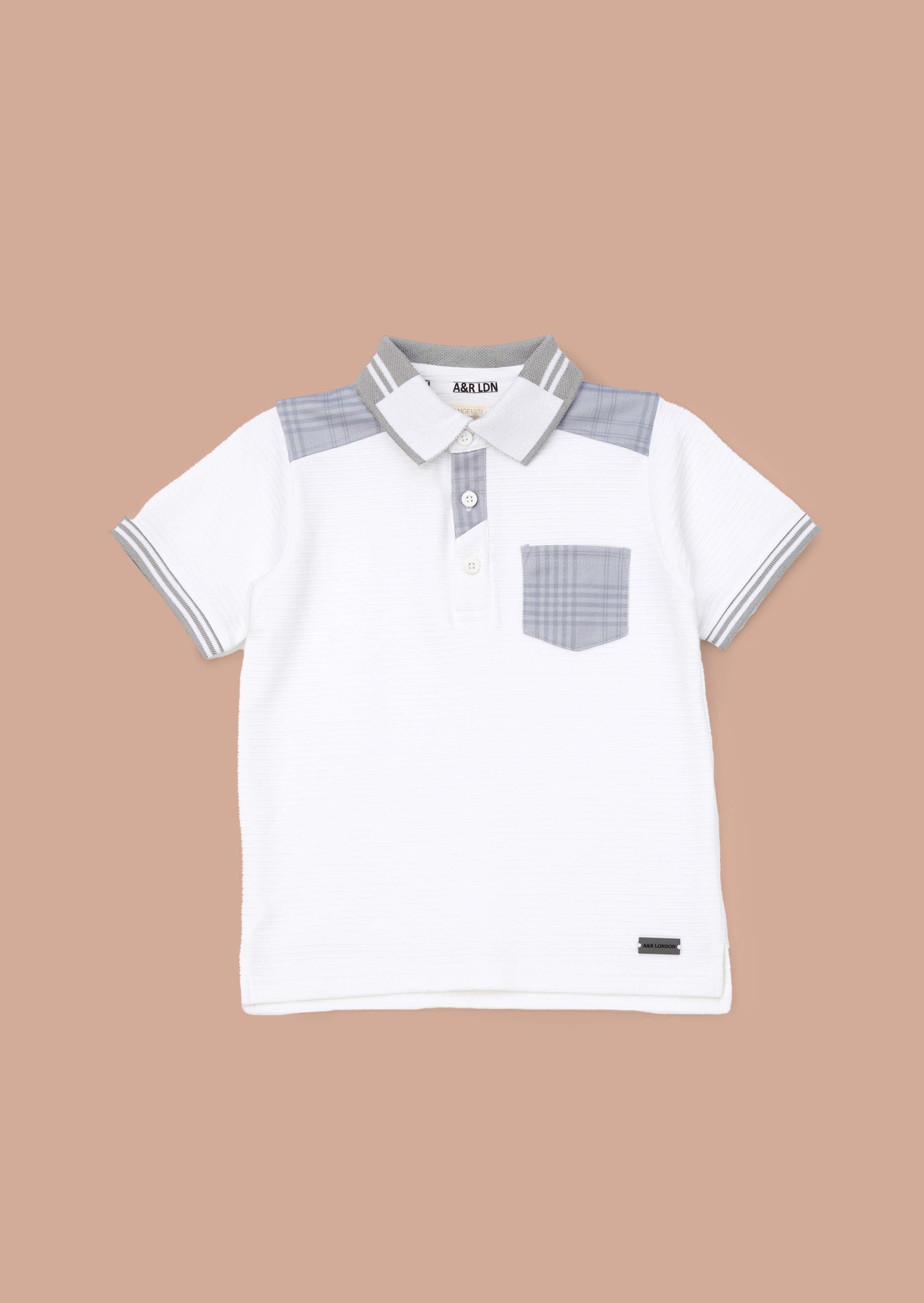Half Sleeve White Colour Block Polo