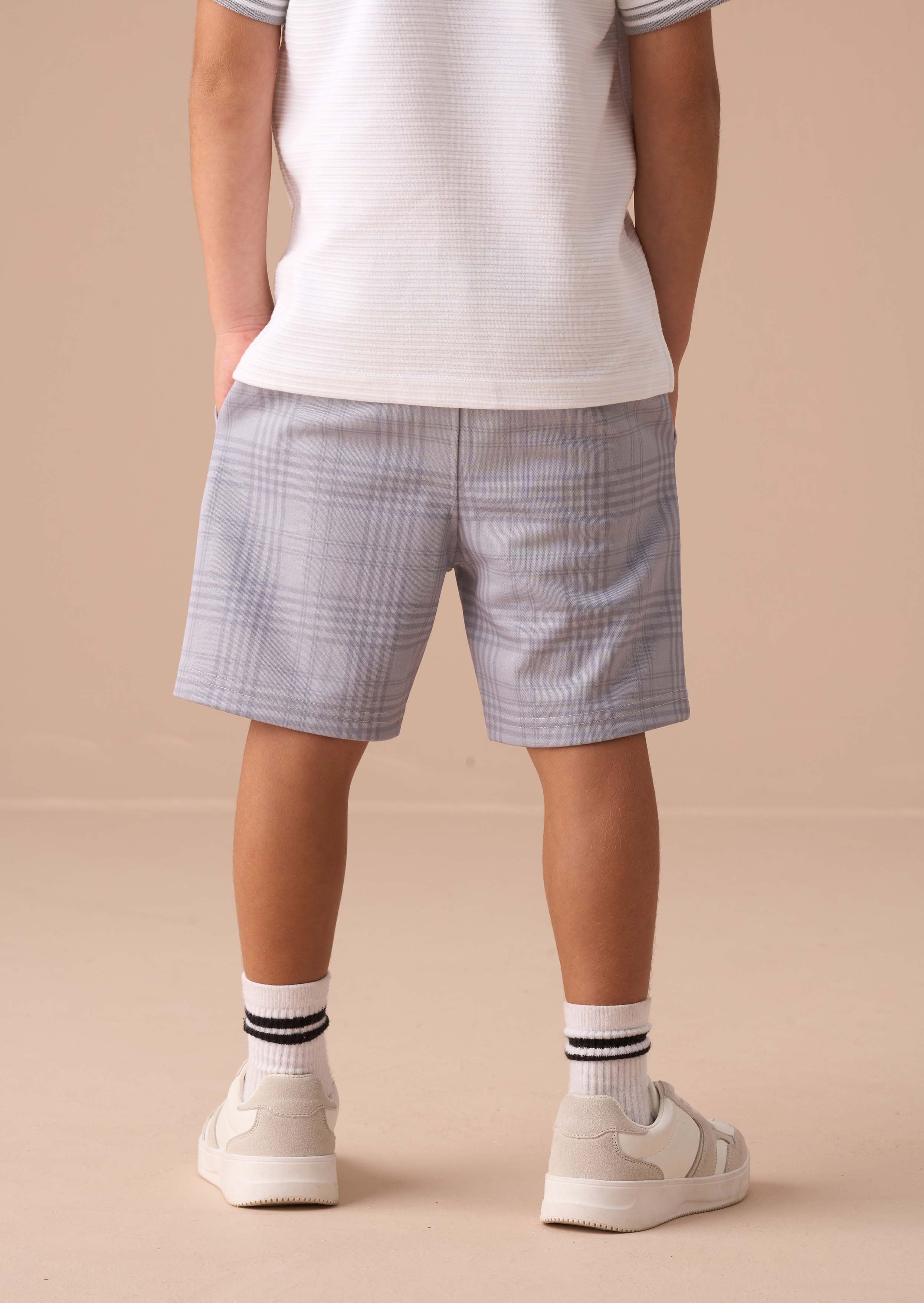 Grey Textured Shorts For Boy