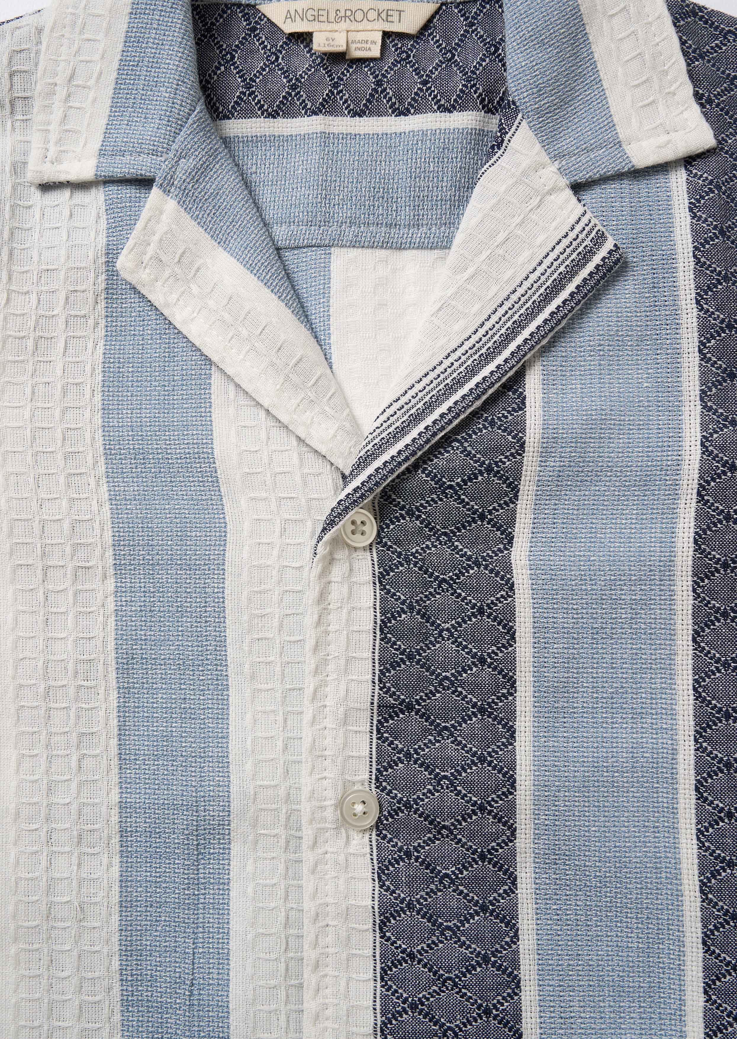 Buy Online Blue And White Jacquard Stripe Shirt