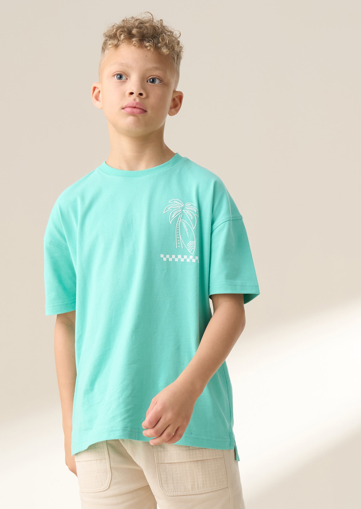Boy Green Graphic Back Print T Shirt