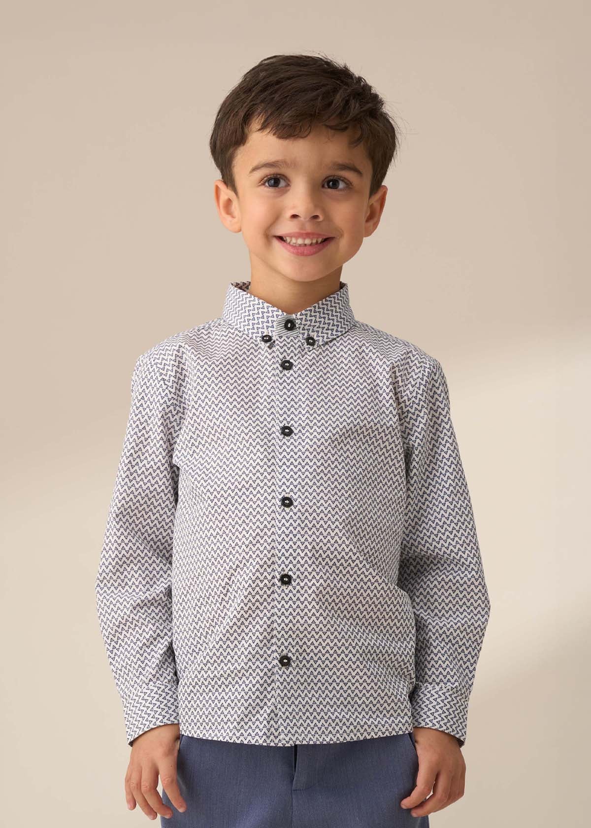 Geo White Geometric Print Shirt