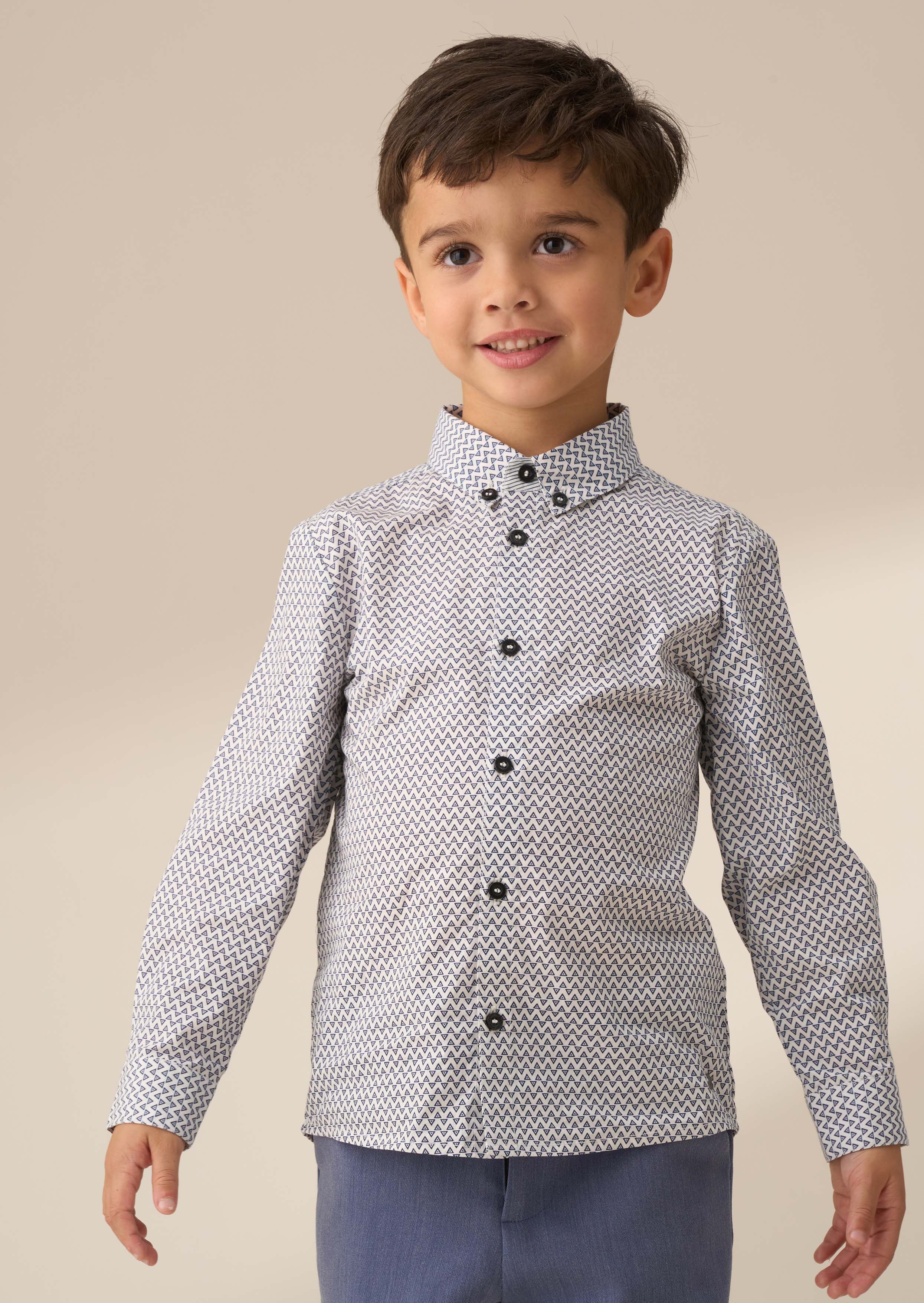 Cotton Boy Print Shirt White