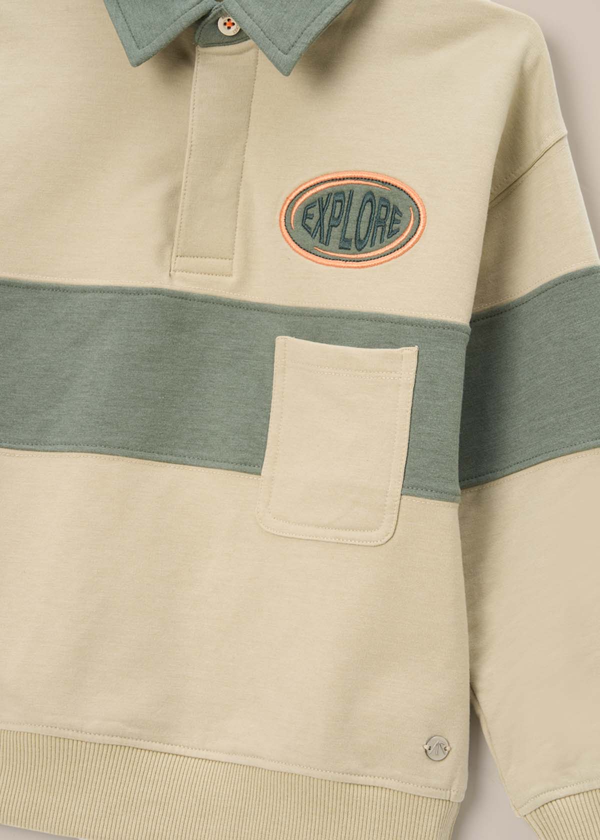Issac Button Neck Colour Block Sweatshirt
