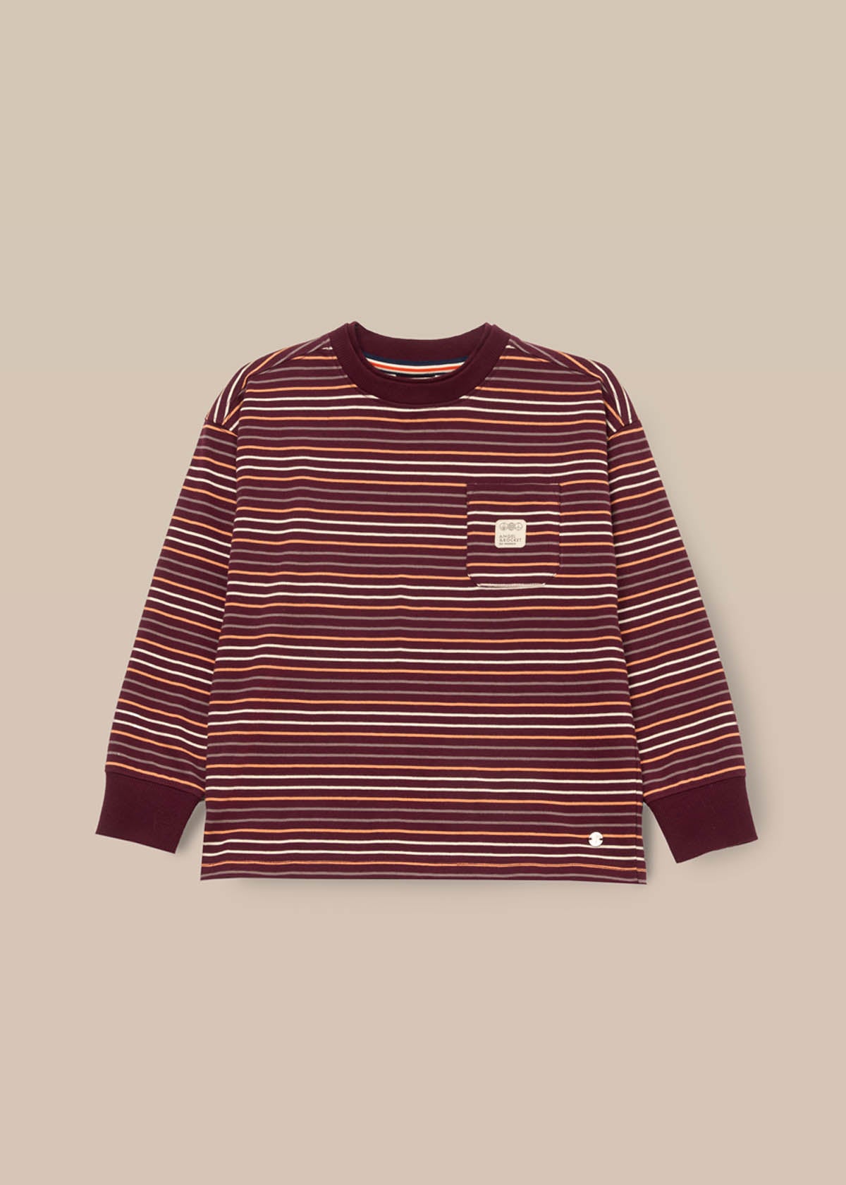 casual Boys Yarn Dyed Stripe T-Shirt Burgandy
