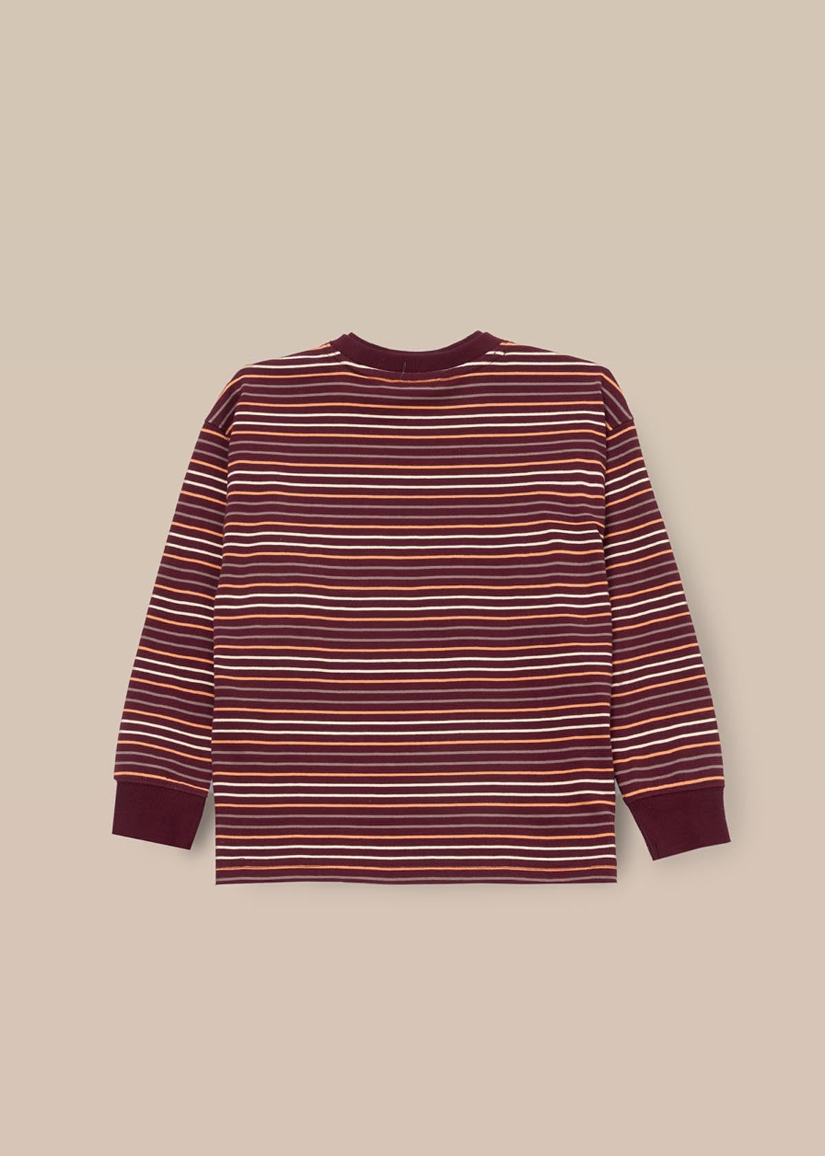 buy Boys Yarn Dyed Stripe T-Shirt Burgandy