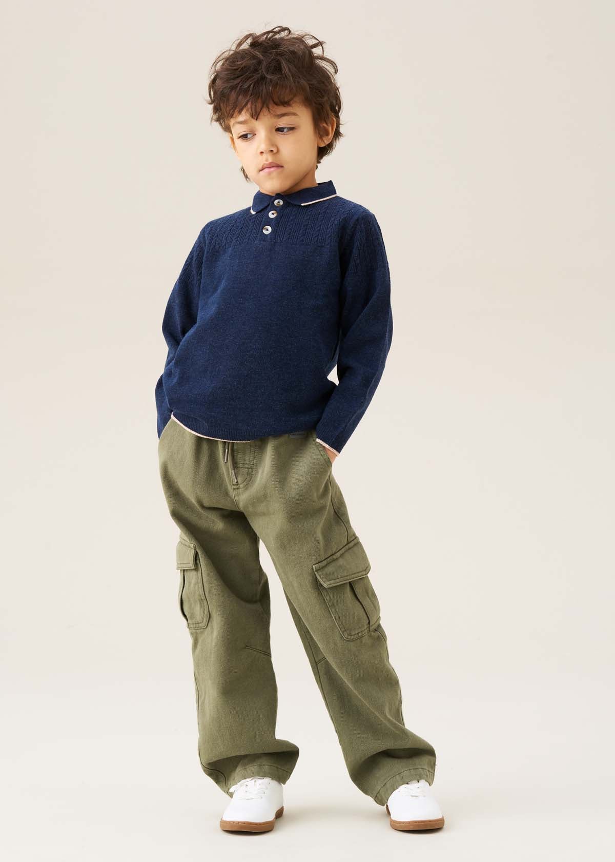 buy online Boys Heavy Twill Cargo Trousers Green