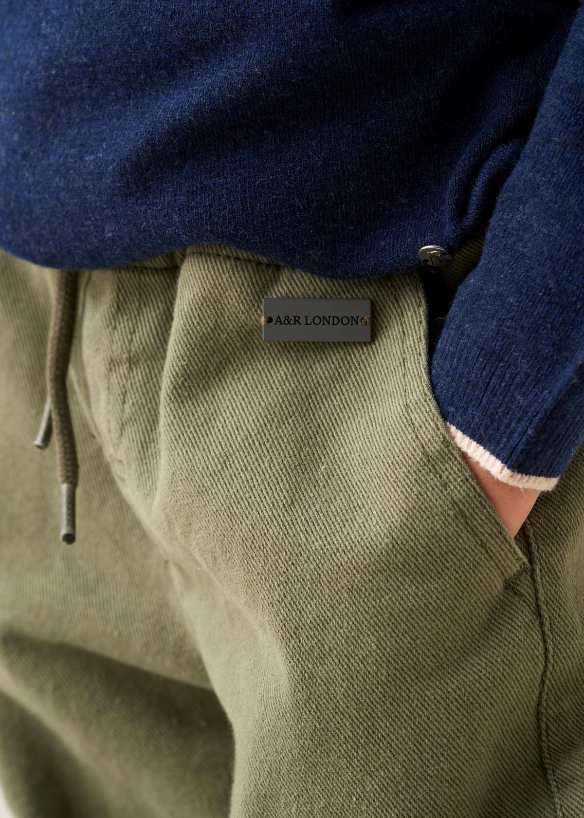 solid Boys Heavy Twill Cargo Trousers Green