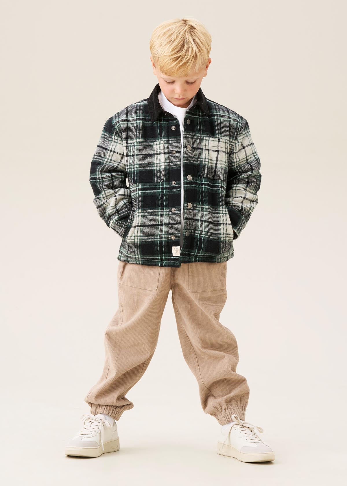 long boys plaid padded shacket