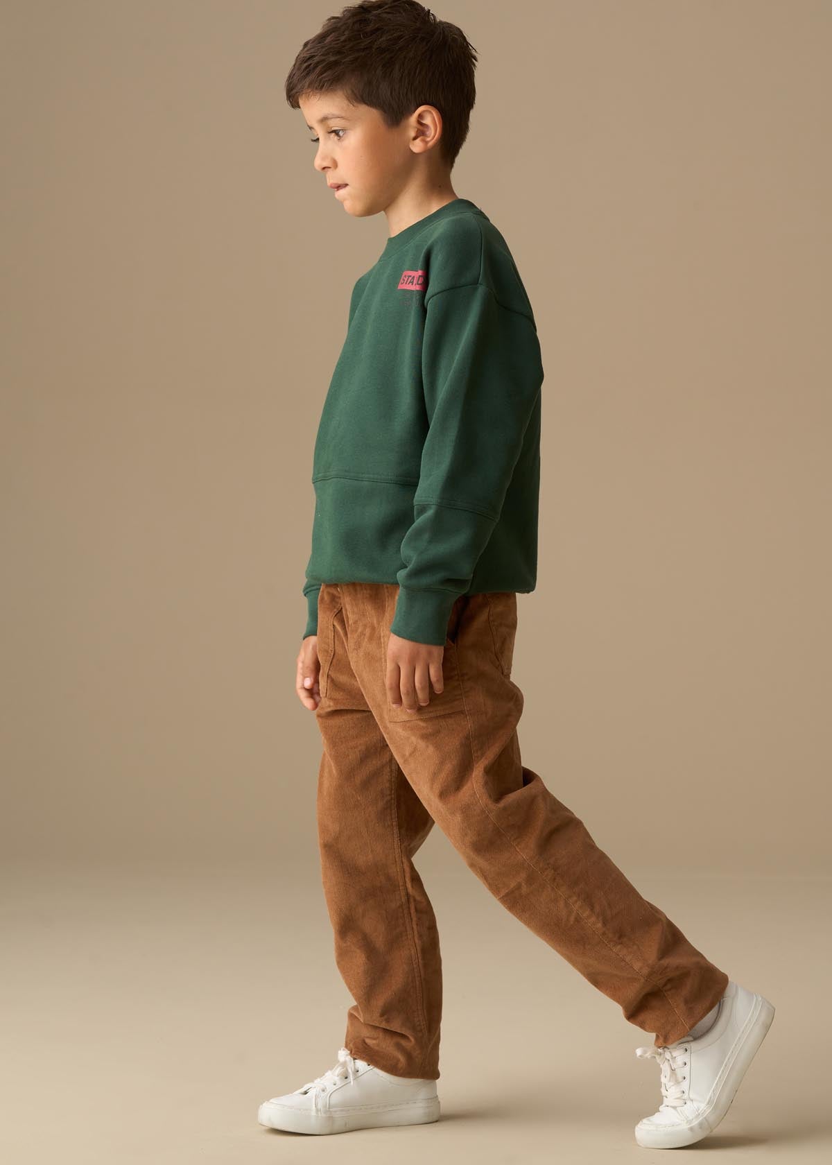 Boys Brown Solid Trousers