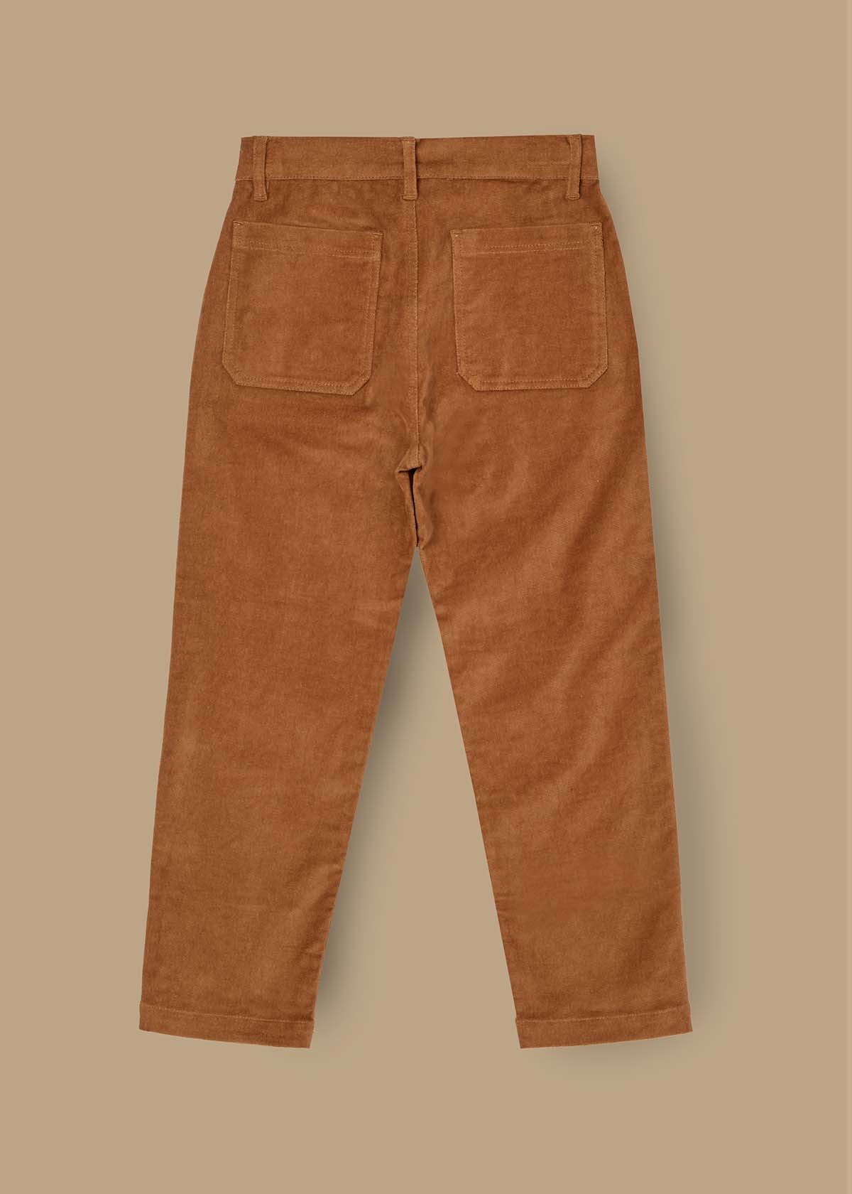 Boys Brown Solid Trousers