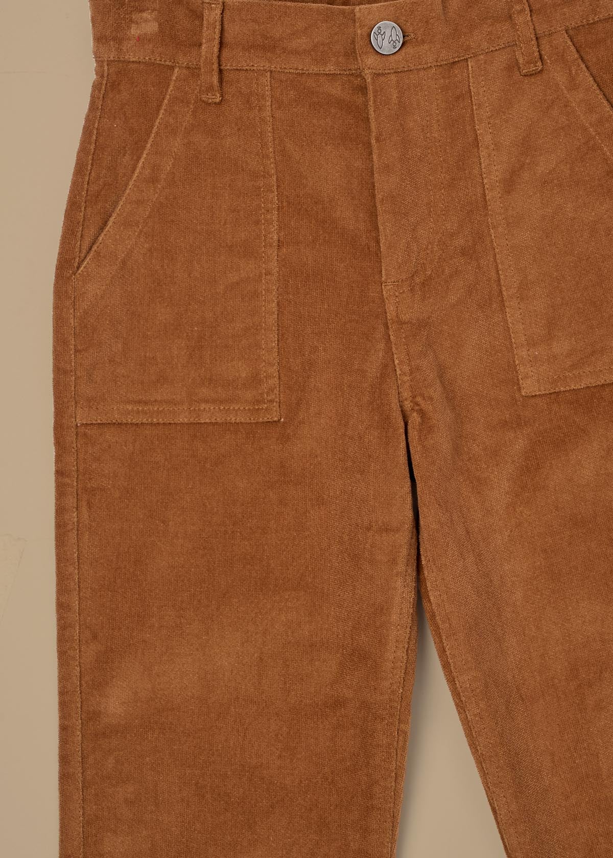Boys Brown Solid Trousers