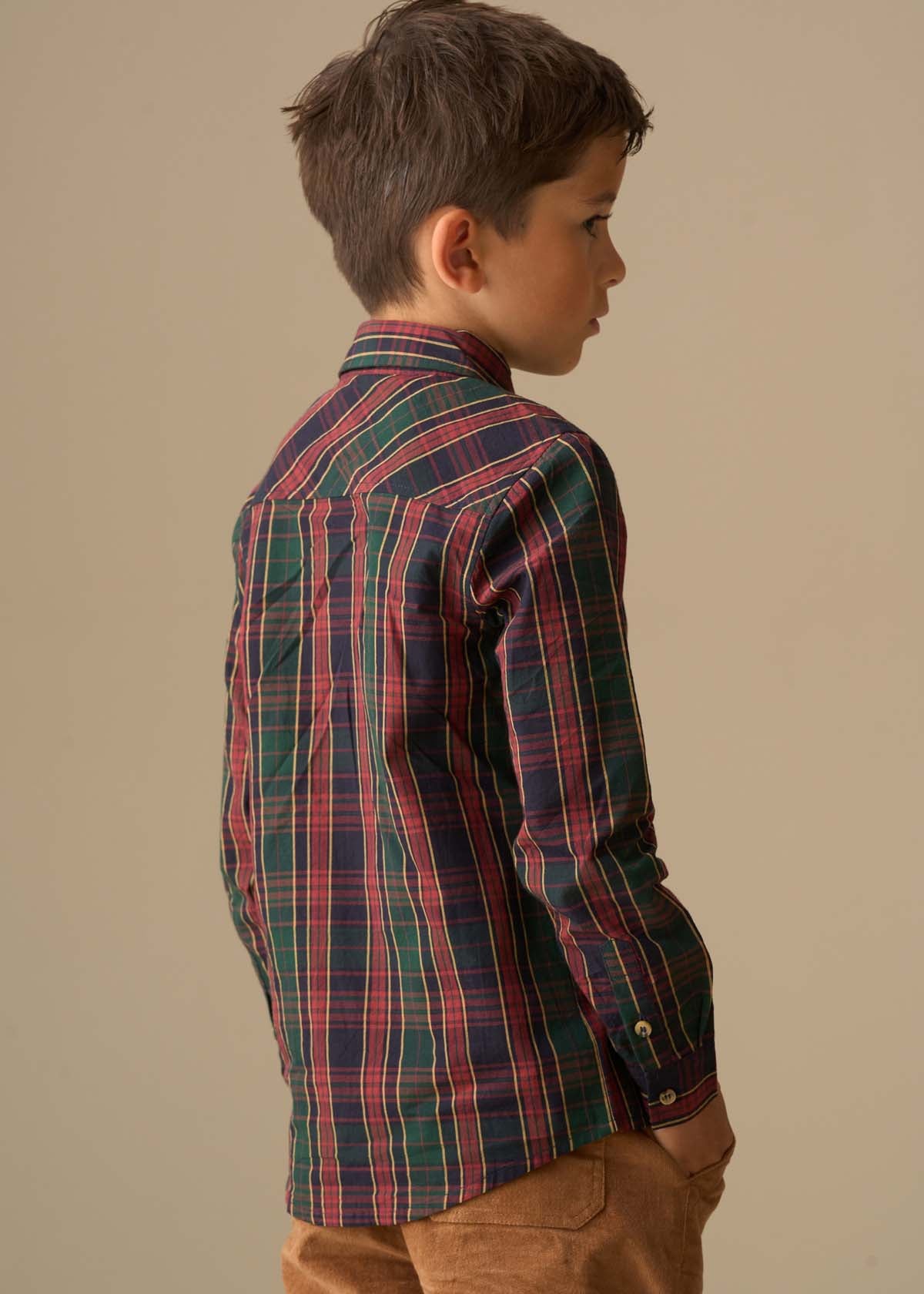 long sleeve boy plaid shirt