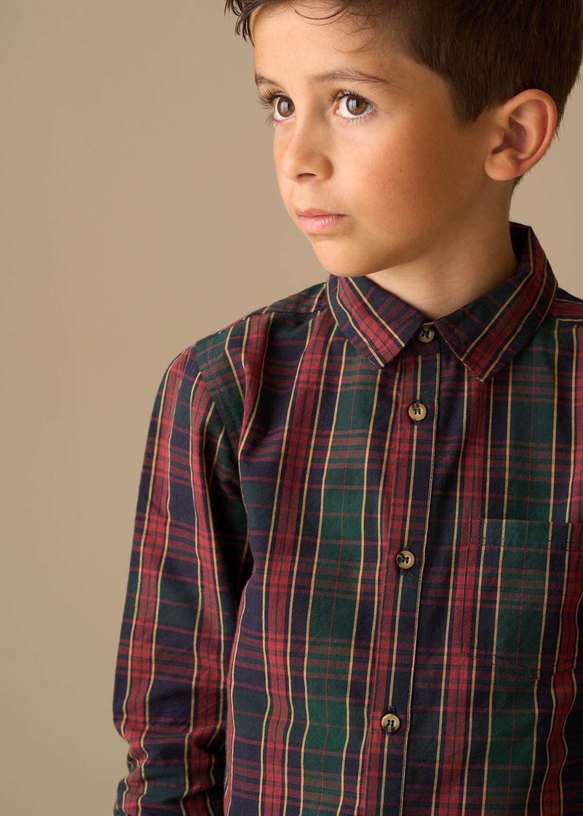 Boys Green Checked Shirts