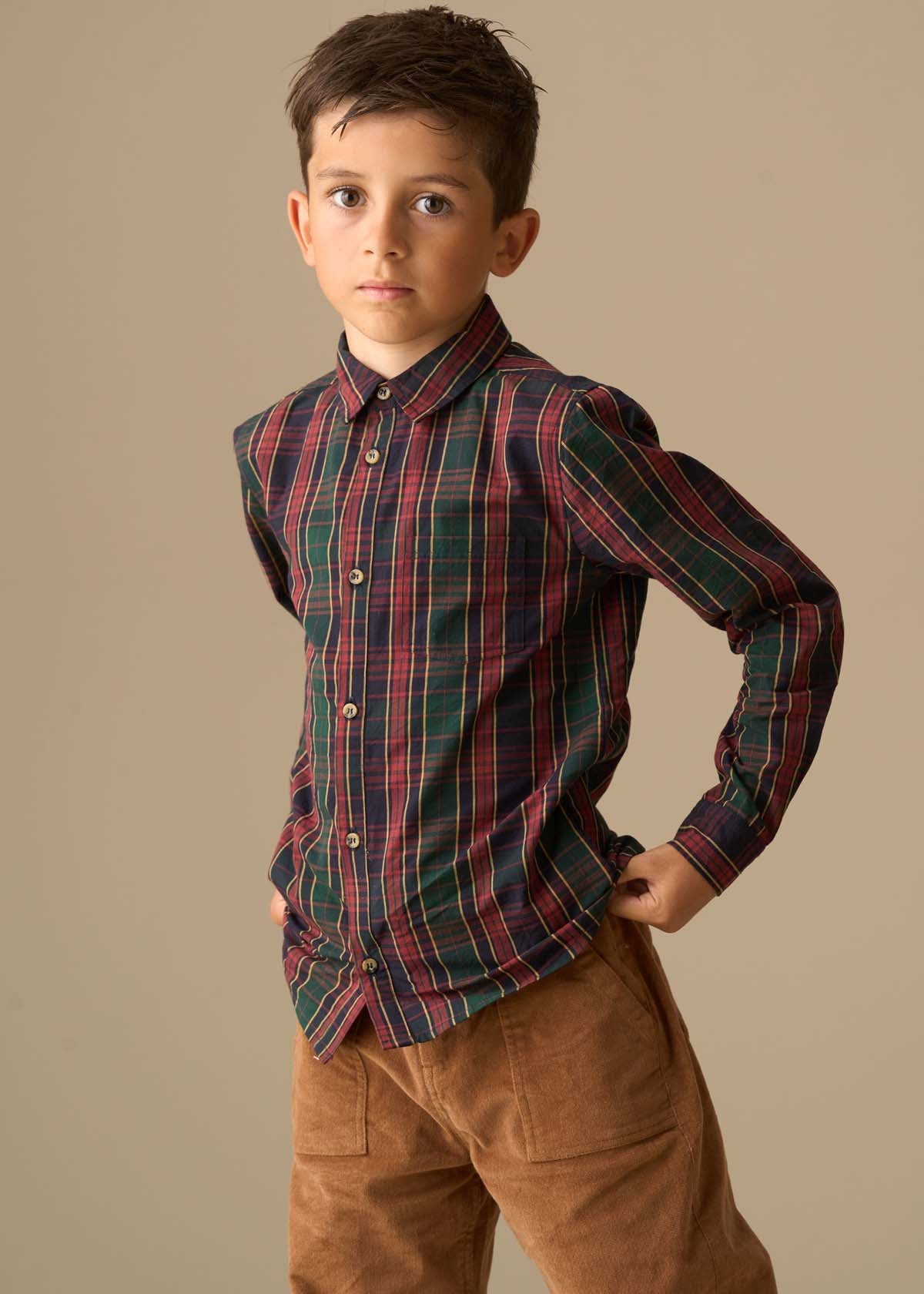 Boys Green Checked Shirts