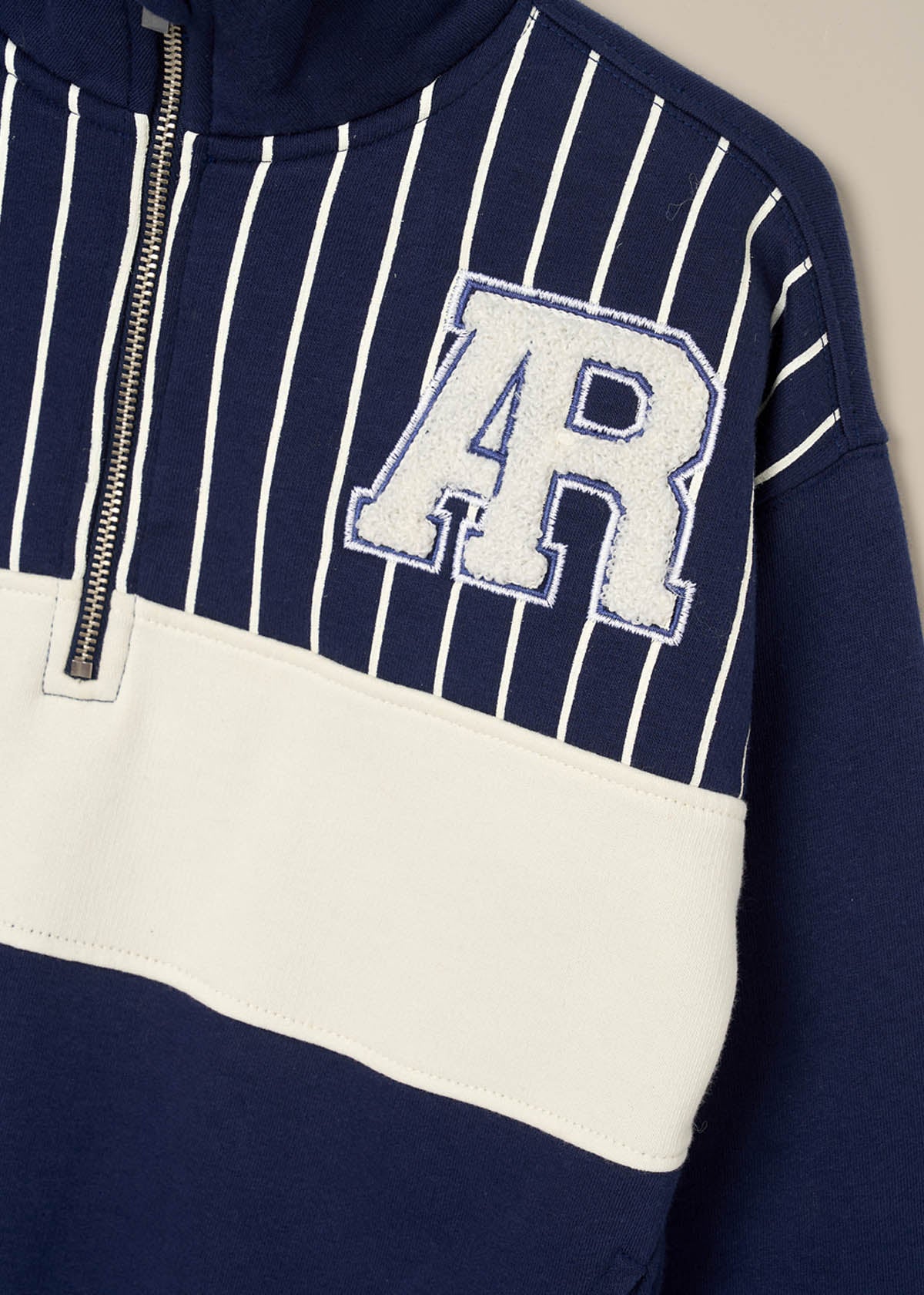 Griffin Zip Neck Cut And Sew Sweatshirt - Navy