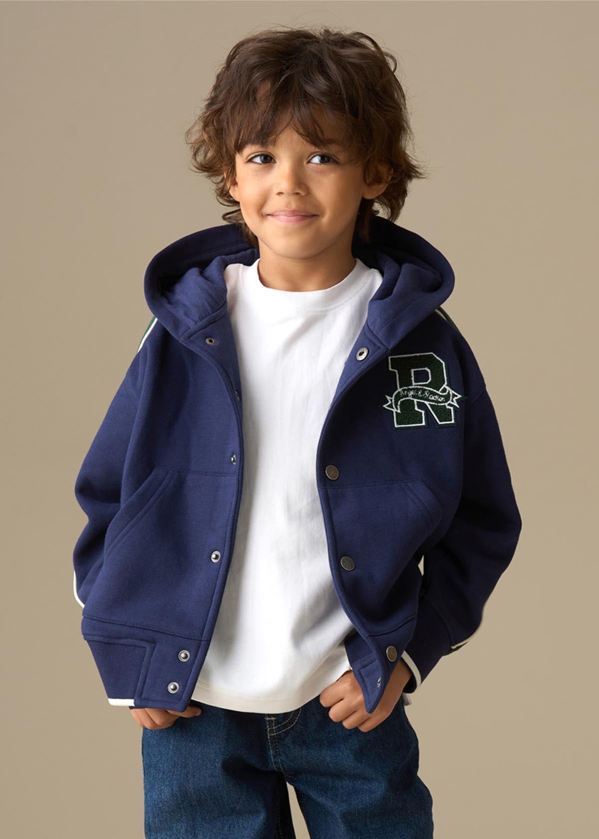 Victor Stud Closure Hoodie - Navy