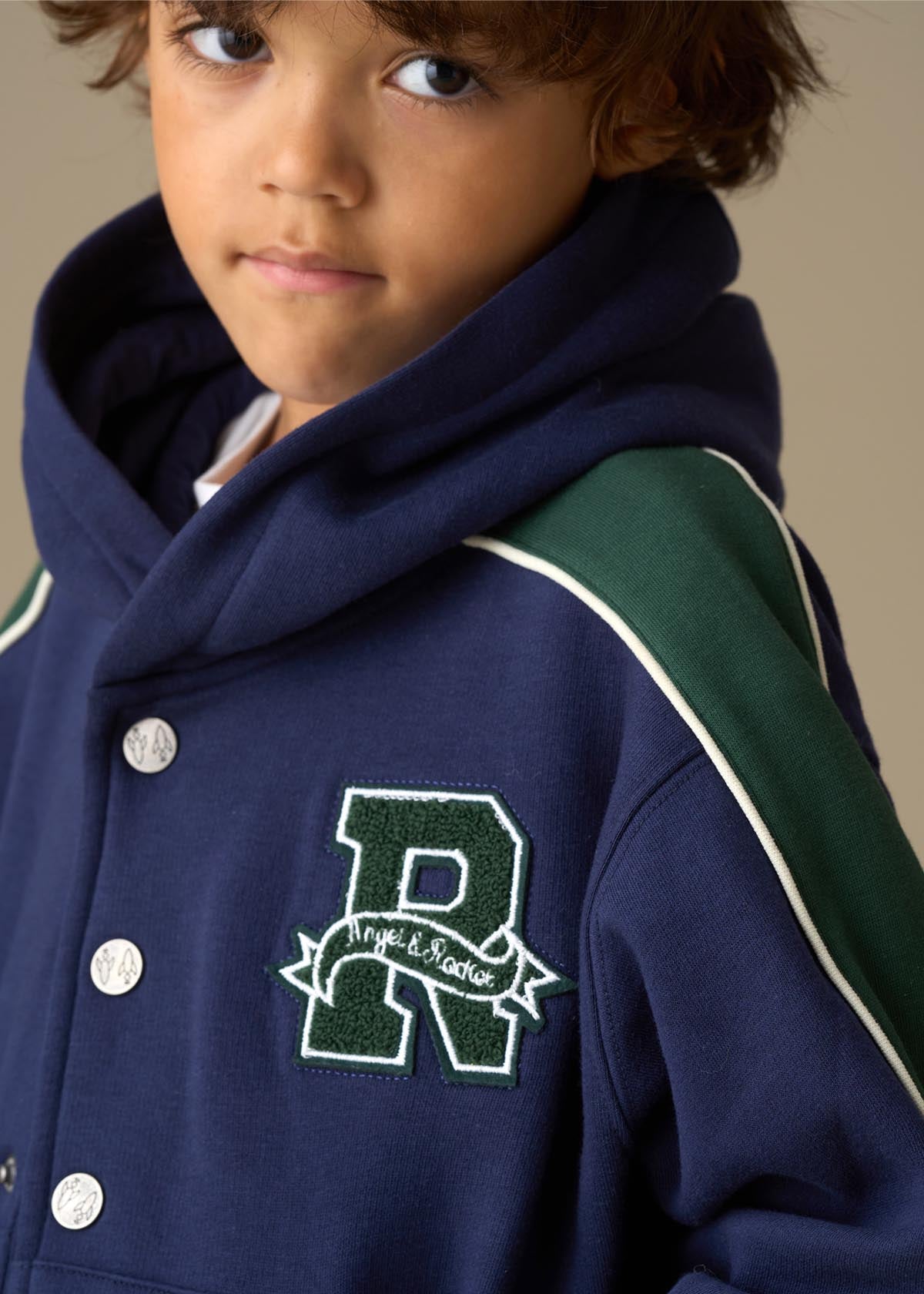 Victor Stud Closure Hoodie - Navy