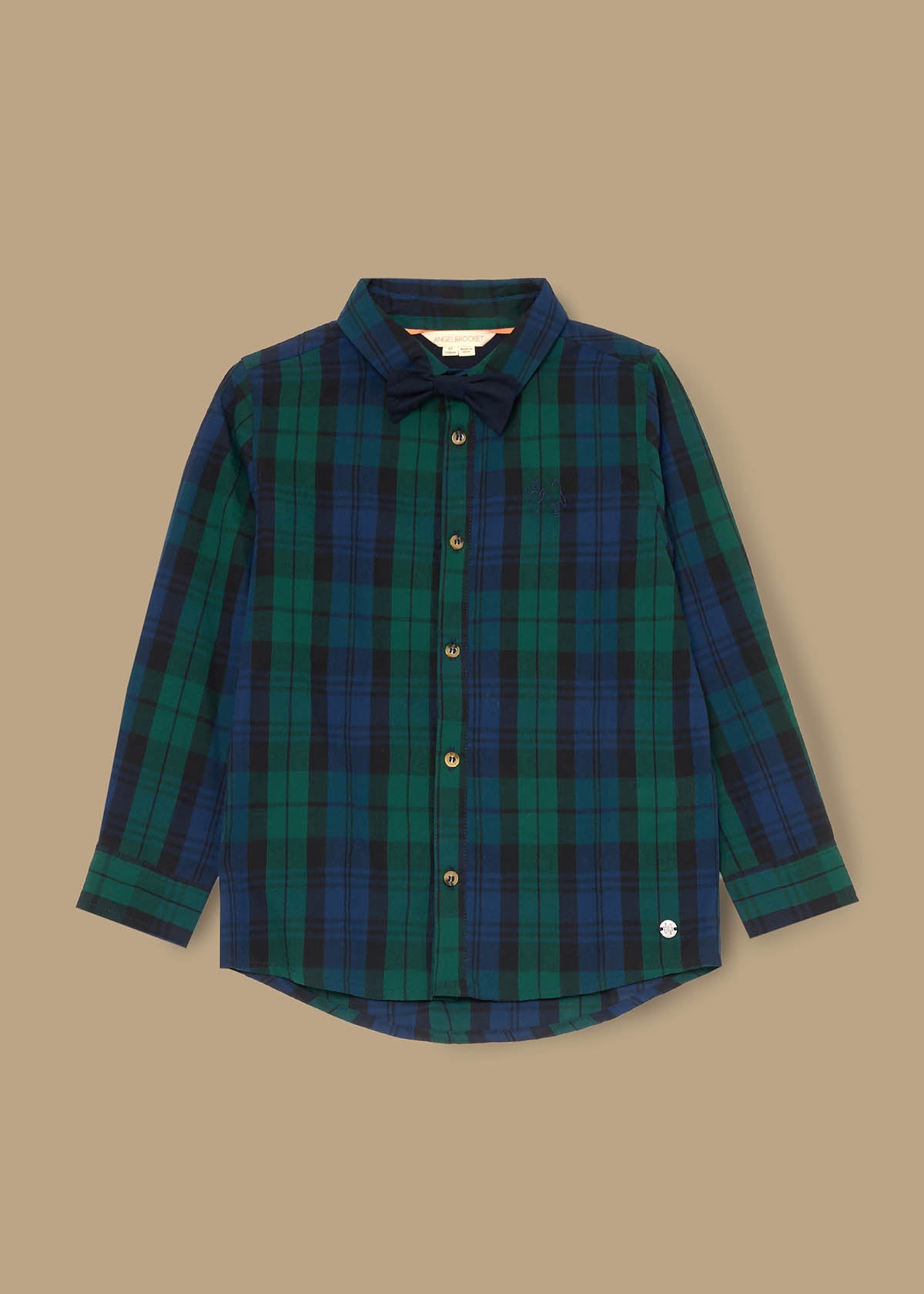 checked boys plaid shirt with bow tie