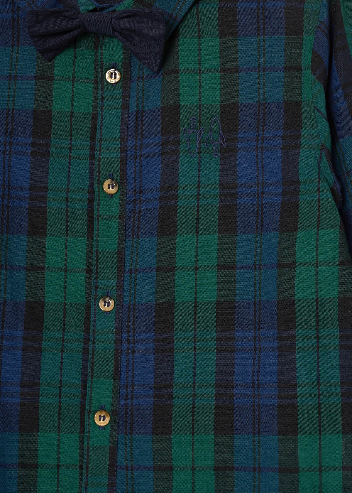 green blue boys plaid shirt with bow tie