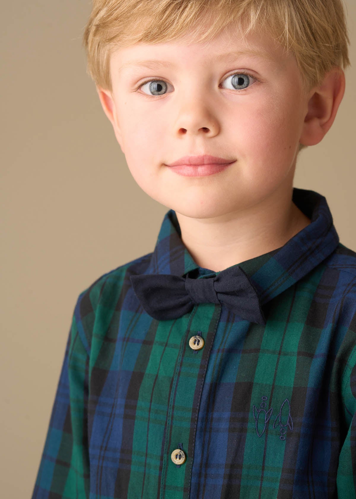Abel Plaid Shirt With Bow Tie - Green