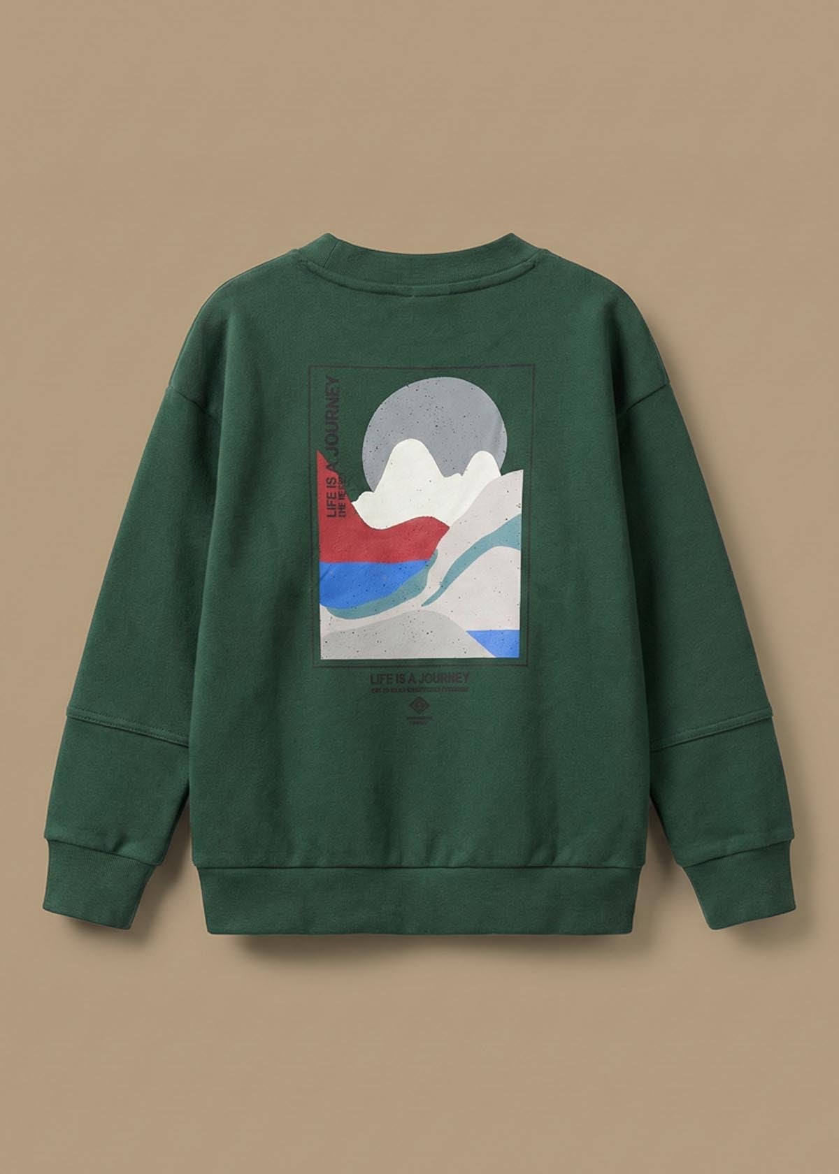 Kaiden Placement Print Sweatshirt - Green