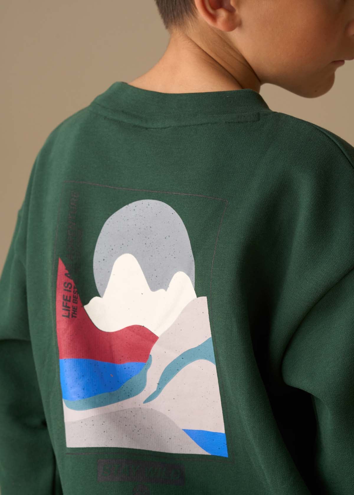 Kaiden Placement Print Sweatshirt - Green