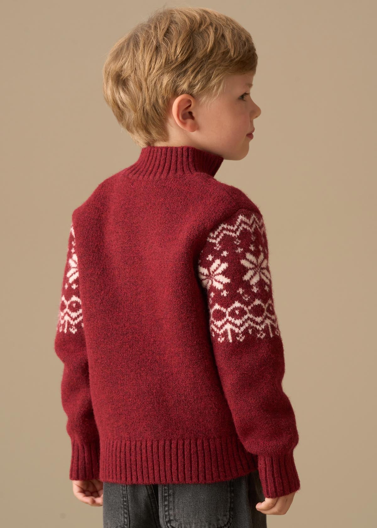 Oakley Burgundy Fairisle Zip Neck