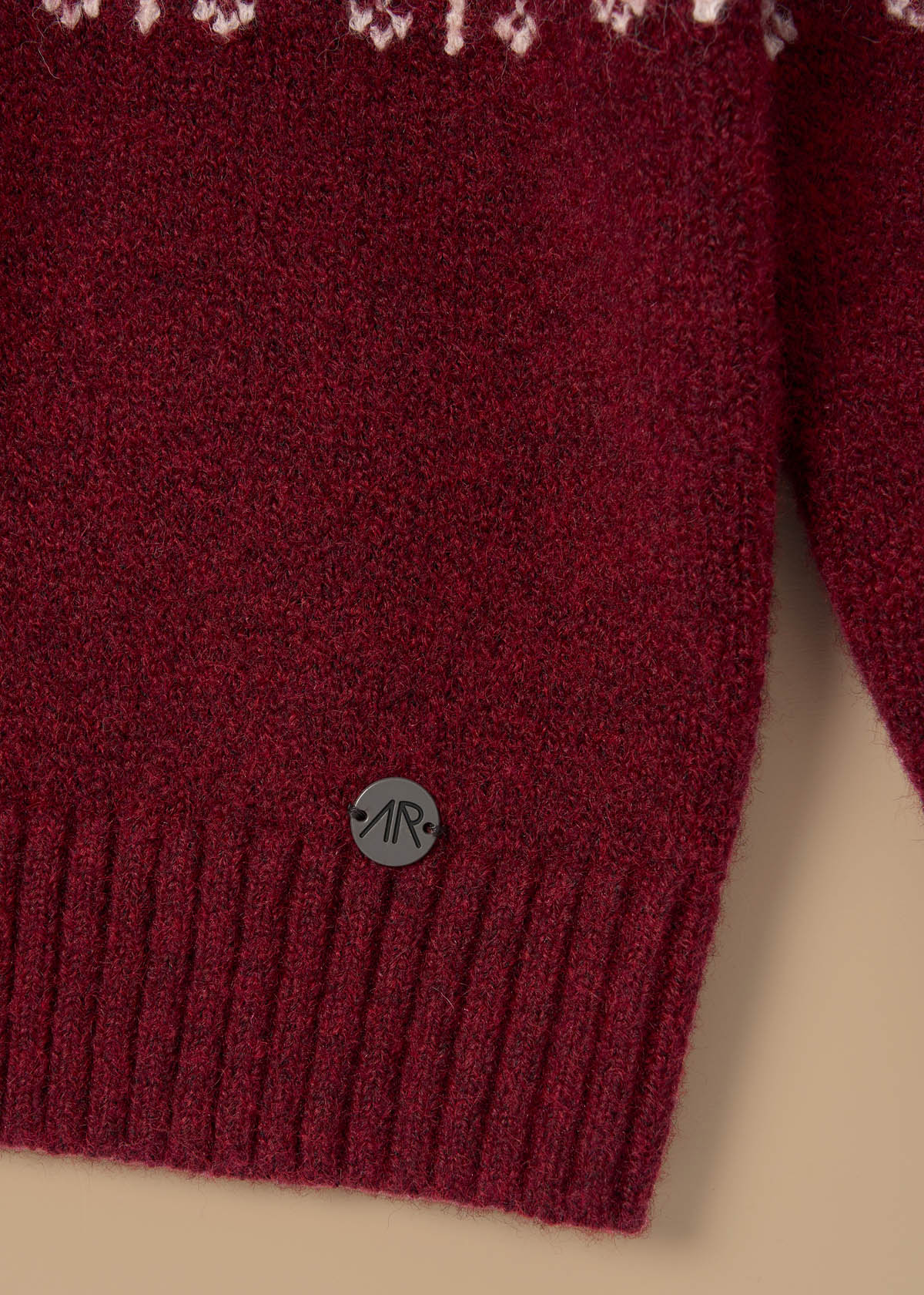 Oakley Burgundy Fairisle Zip Neck