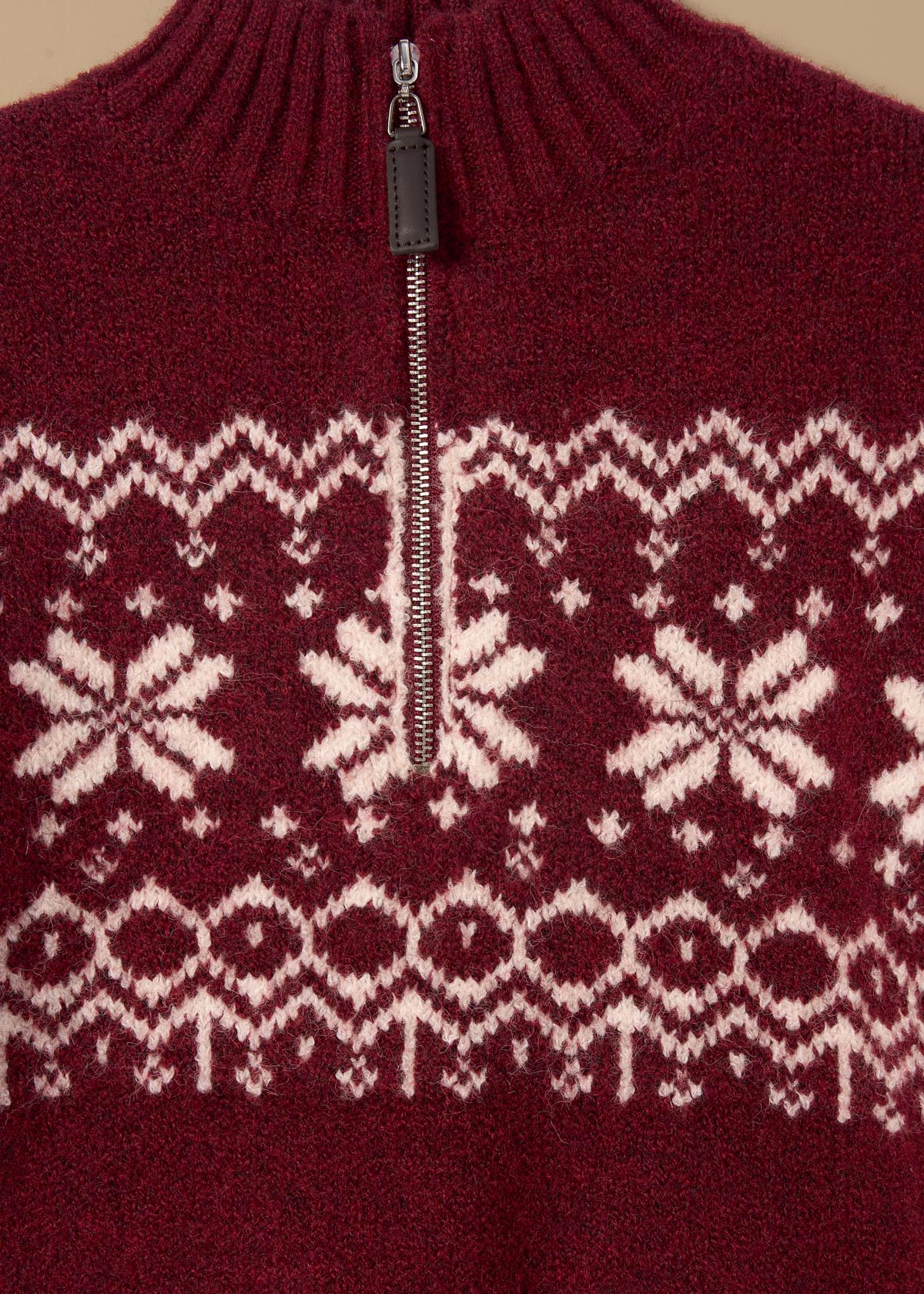 Oakley Burgundy Fairisle Zip Neck