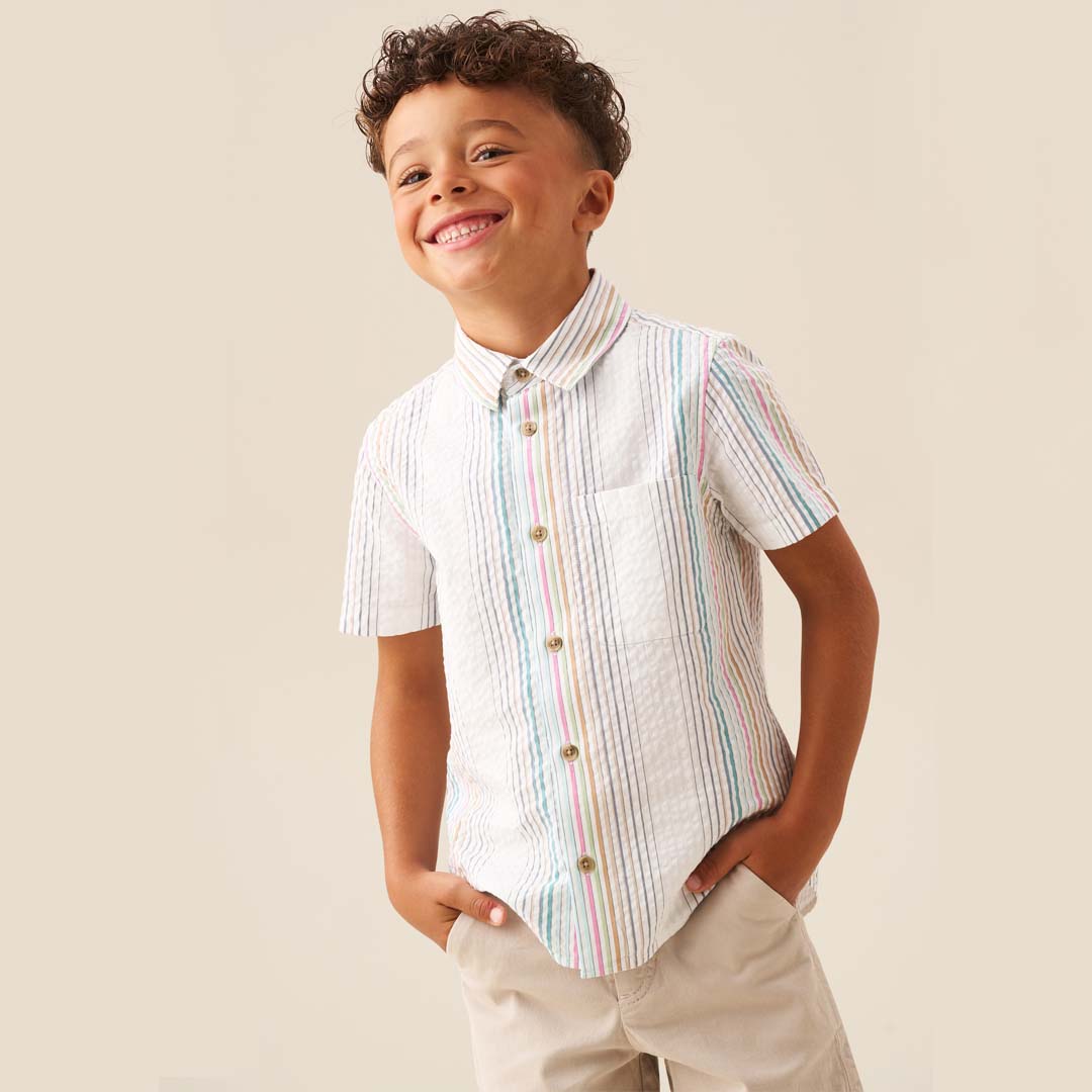 Cole Seersucker Stripe Shirt - Angel & Rocket