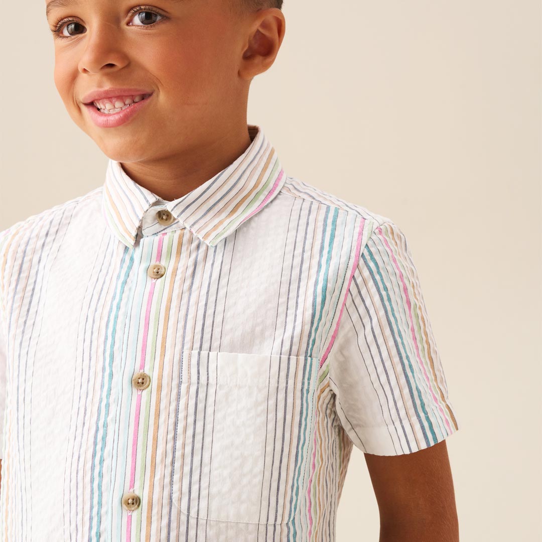 Cole Seersucker Stripe Shirt - Angel & Rocket