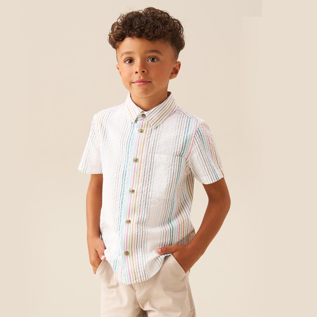 Cole Seersucker Stripe Shirt - Angel & Rocket