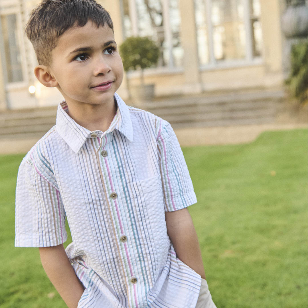 Cole Seersucker Stripe Shirt - Angel & Rocket