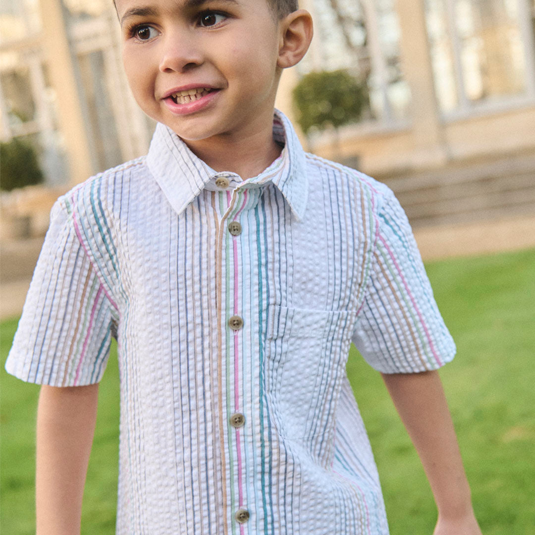 Cole Seersucker Stripe Shirt - Angel & Rocket