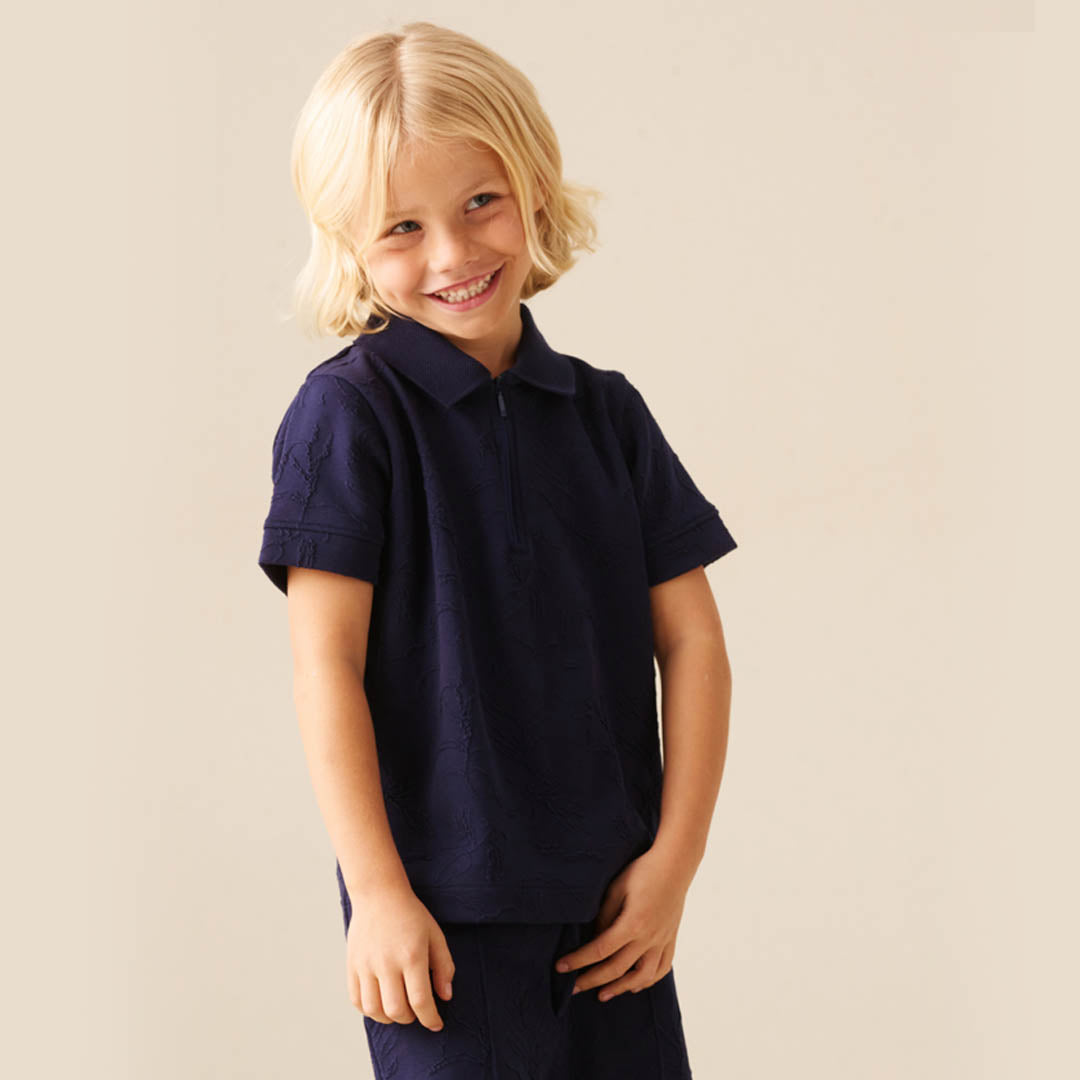 Greyson Jacquard Zip Polo