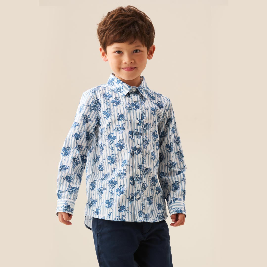 Ollie Stripe Floral Shirt - Angel & Rocket