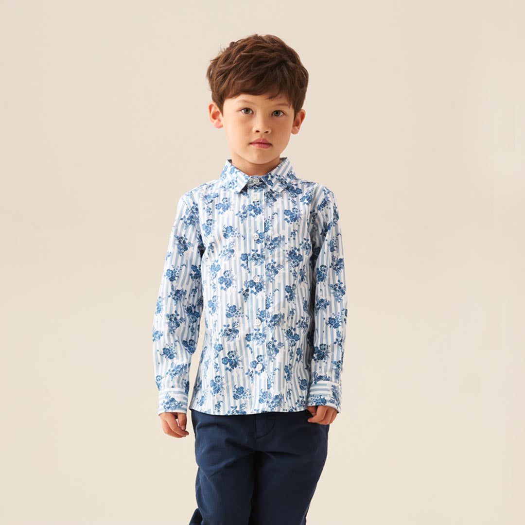 Ollie Stripe Floral Shirt - Angel & Rocket