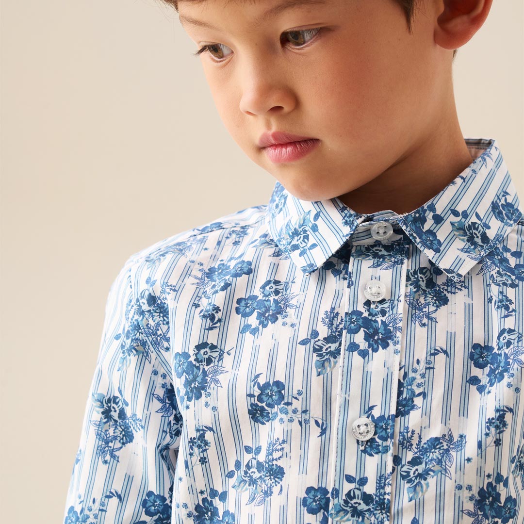 Ollie Stripe Floral Shirt - Angel & Rocket