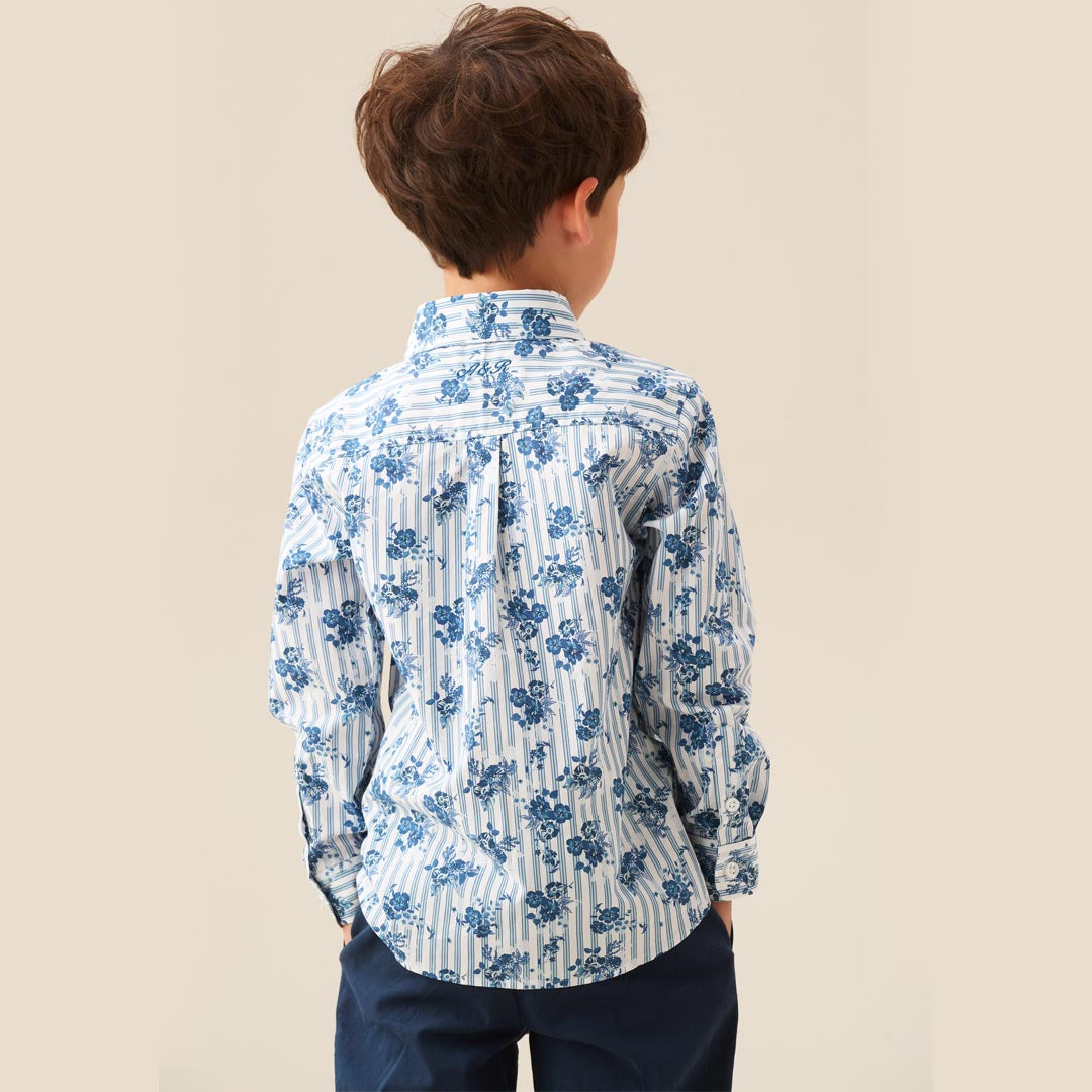 Ollie Stripe Floral Shirt - Angel & Rocket