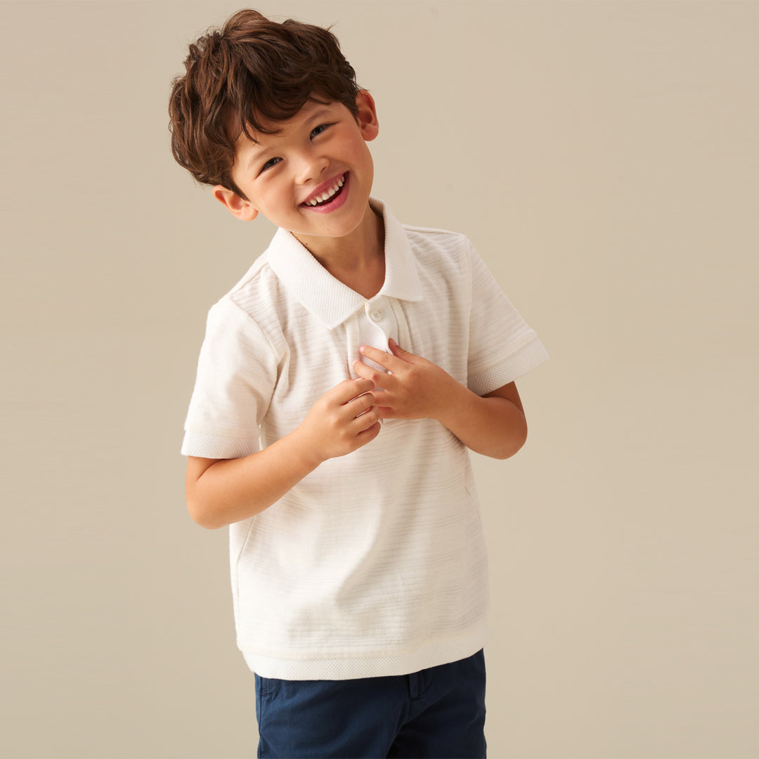 Zeph Textured Polo - Angel & Rocket