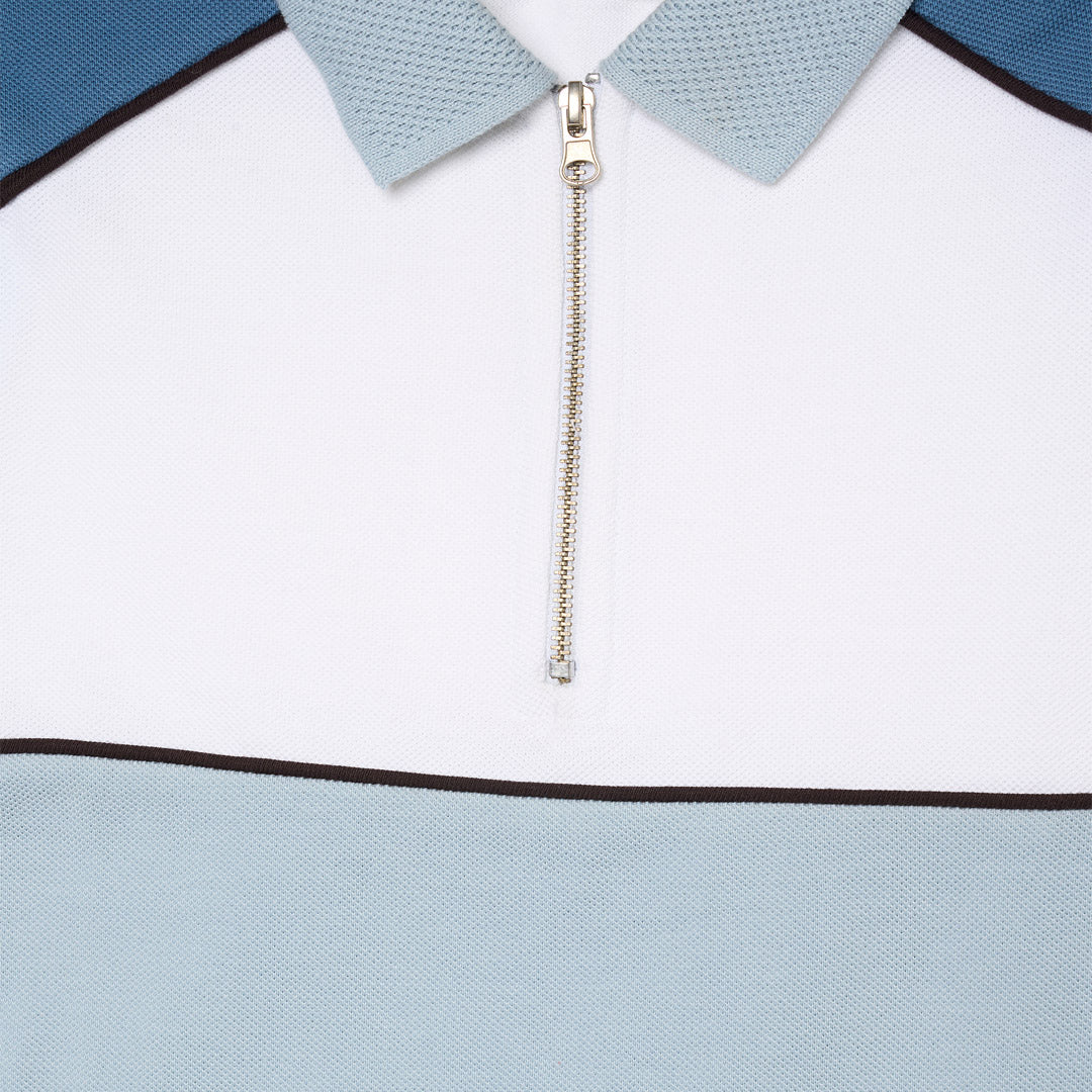 Asher Blocked Pique Zip Polo
