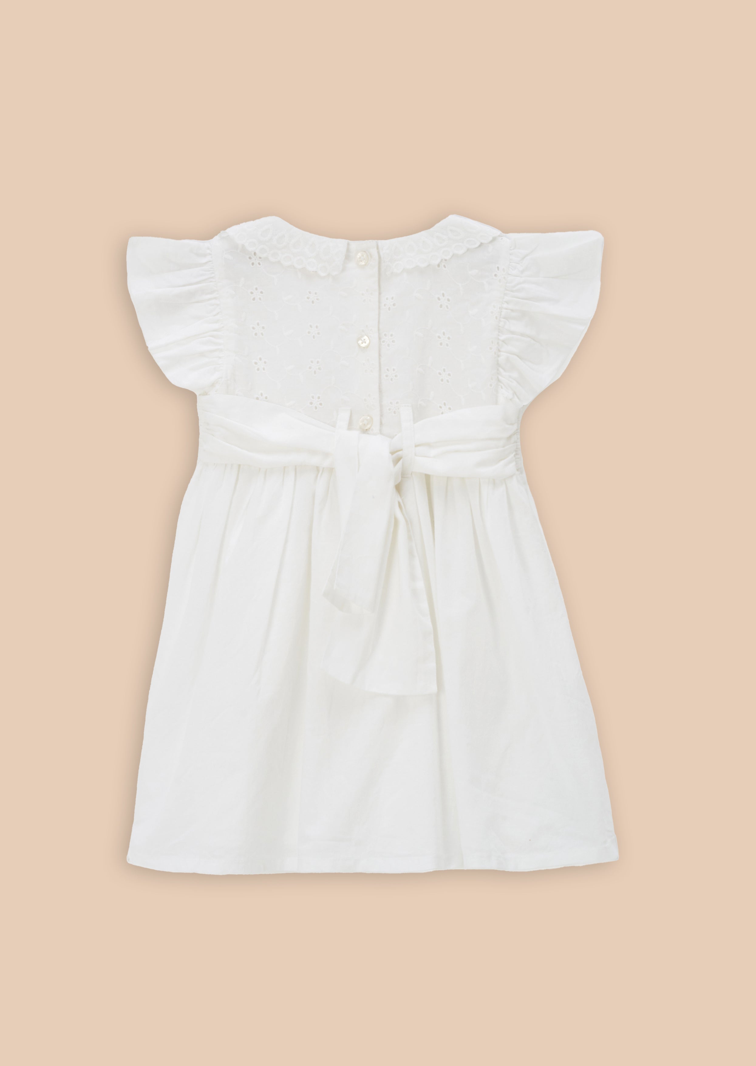 Molly Ivory Embroidered Collar Dress