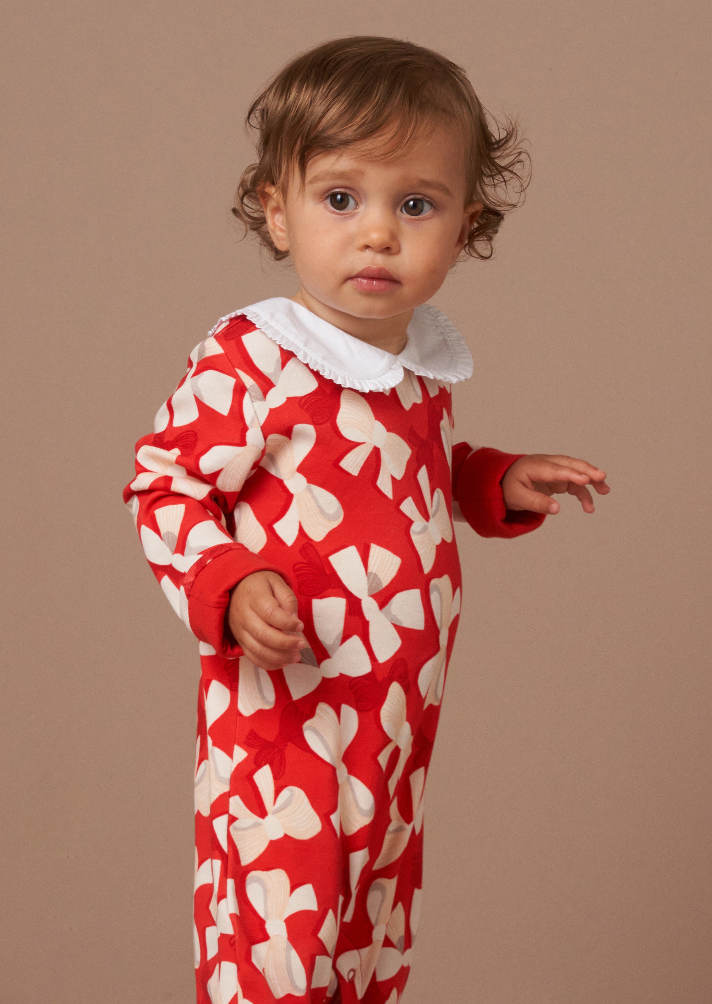 Delphine Red Peter Pan Collar Babygrow