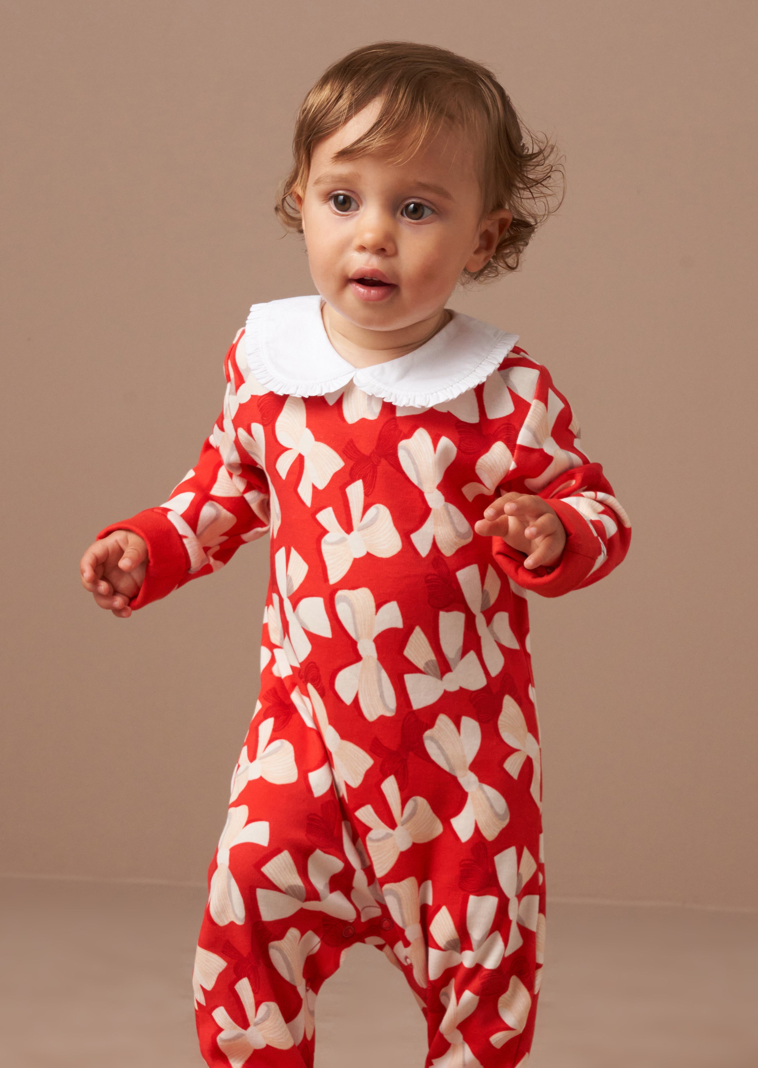 Delphine Red Peter Pan Collar Babygrow